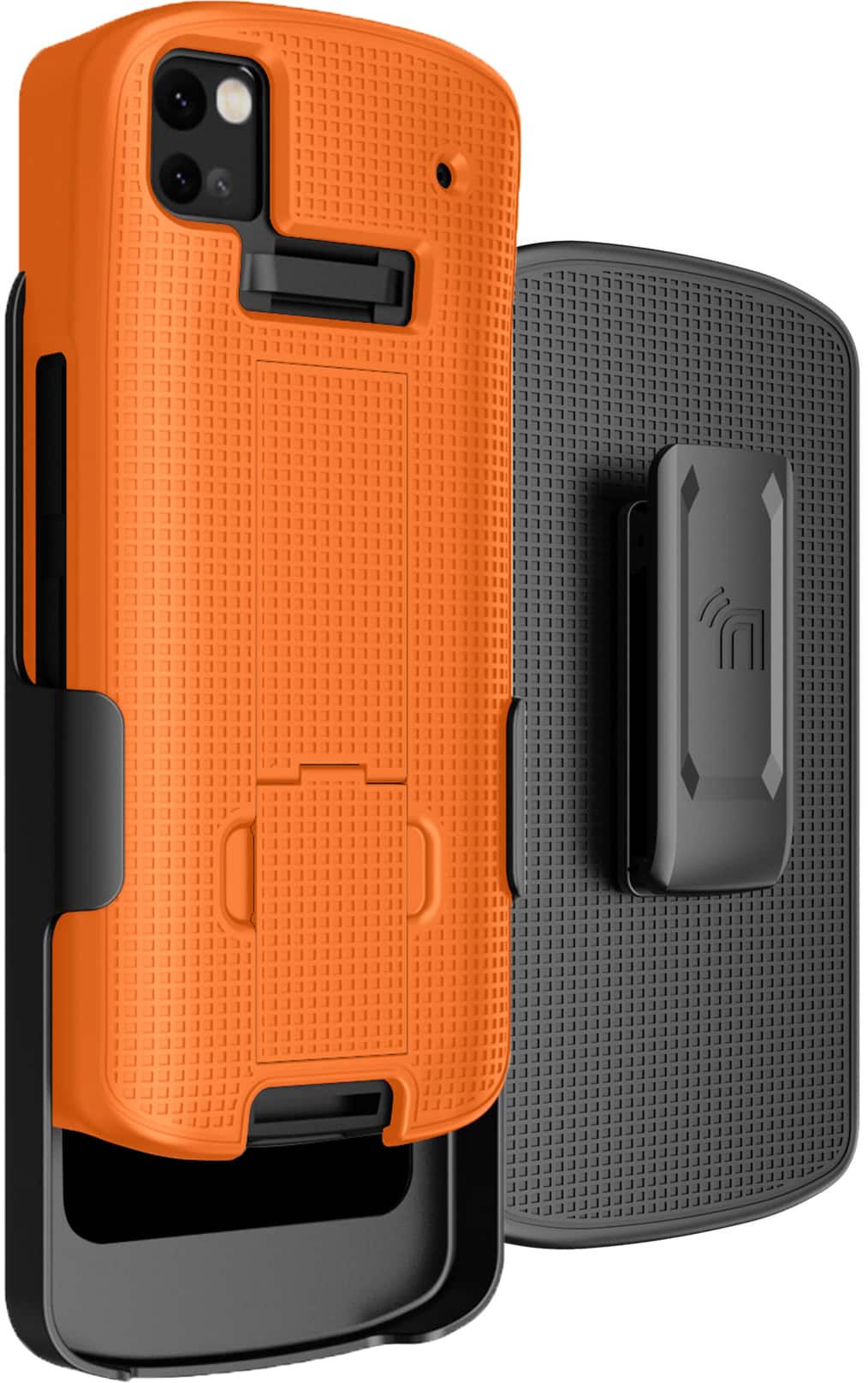 Nakedcellphone - Combo for Zebra TC53 / TC58 Mobile Computer Scanner - Slim Case with Stand and Belt Clip Holster - Orange