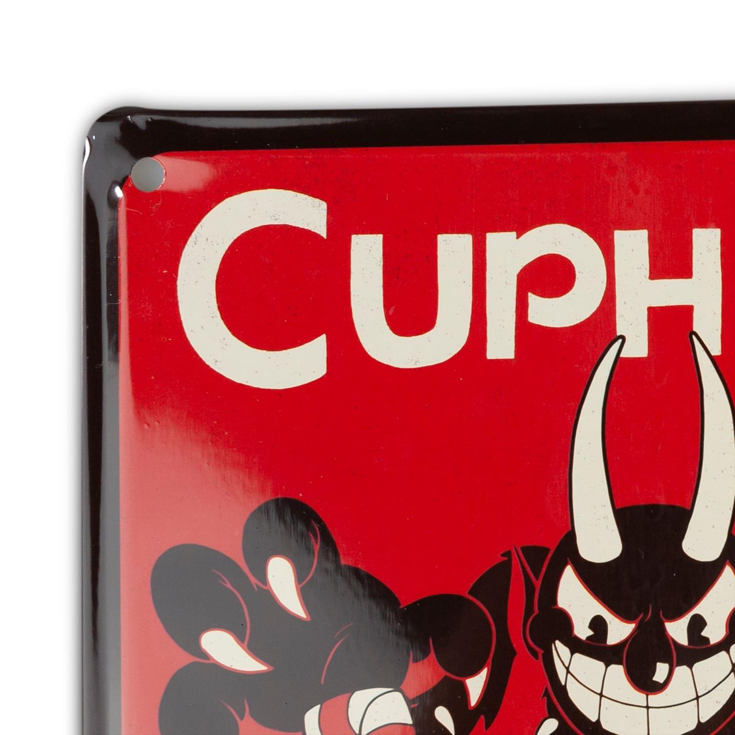 Alt View 2. Just Funky - Cuphead Collectibles | Cuphead Don't Deal With The Devil Tin Sign - Red.