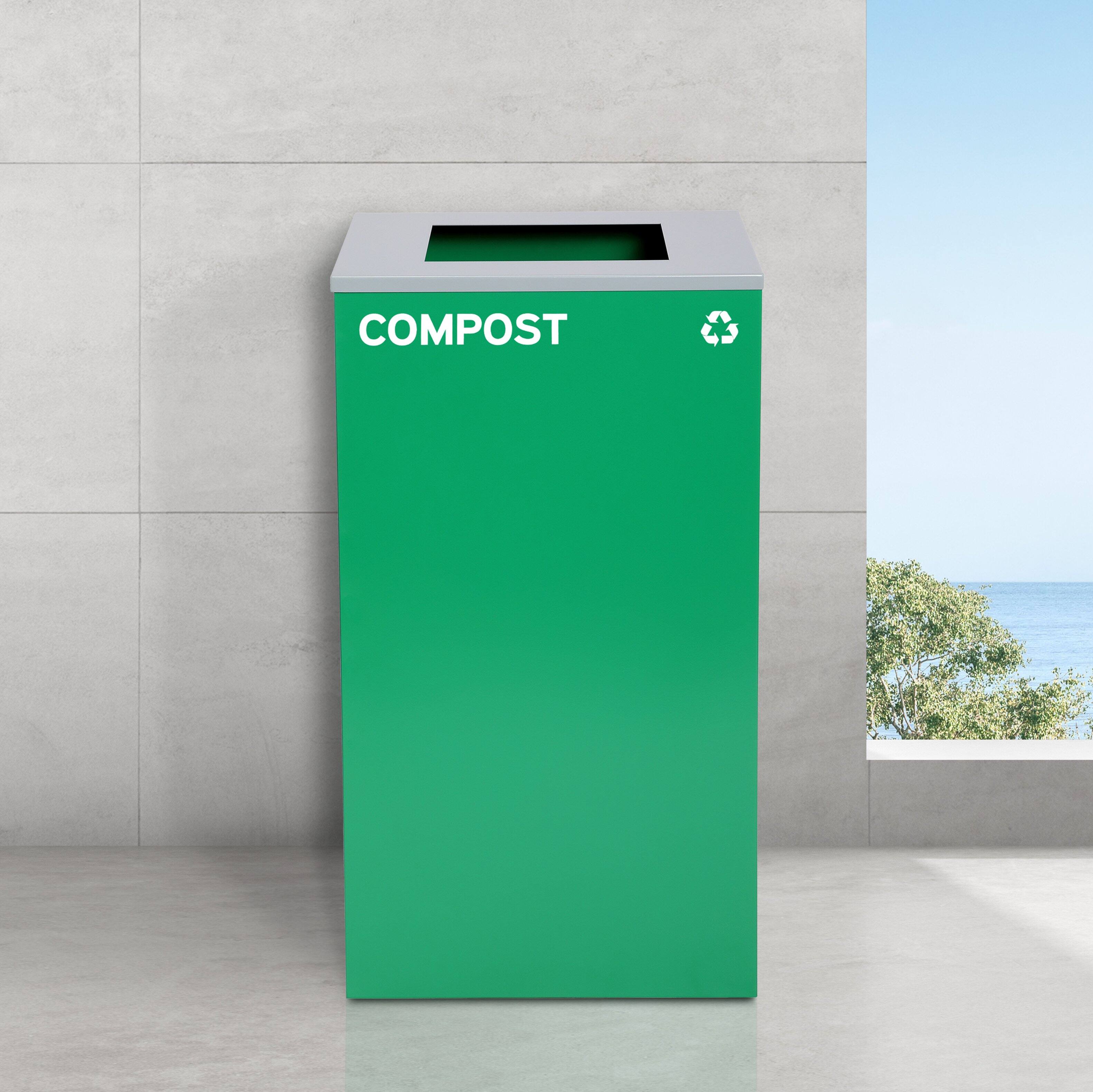 Alt View 8. Alpine Industries - 29 Gallon Steel Trash Can Compost Bin with Square Lid - Green.