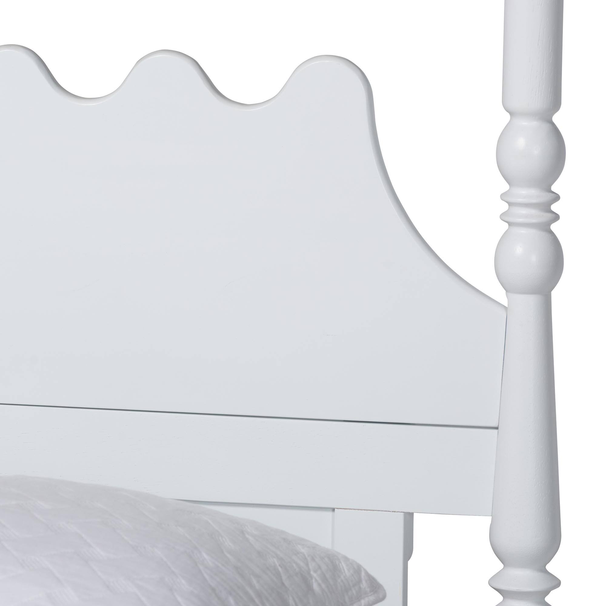 Alt View 4. Baxton Studio - Hoffman 4-Piece Scalloped Bedroom Set - Farmhouse Bed Frame with Matching Dresser and 2-Drawer Nightstands, Queen - White.