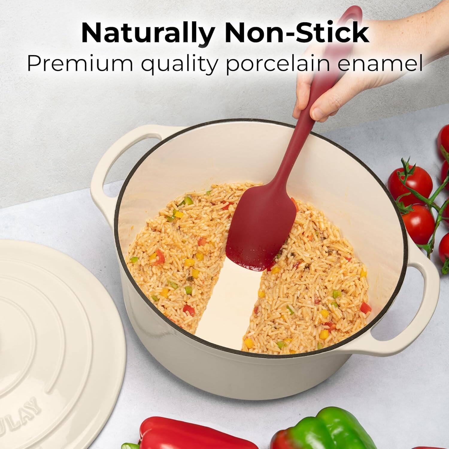 Naturally Non-Stick  
Premium quality porcelain enamel