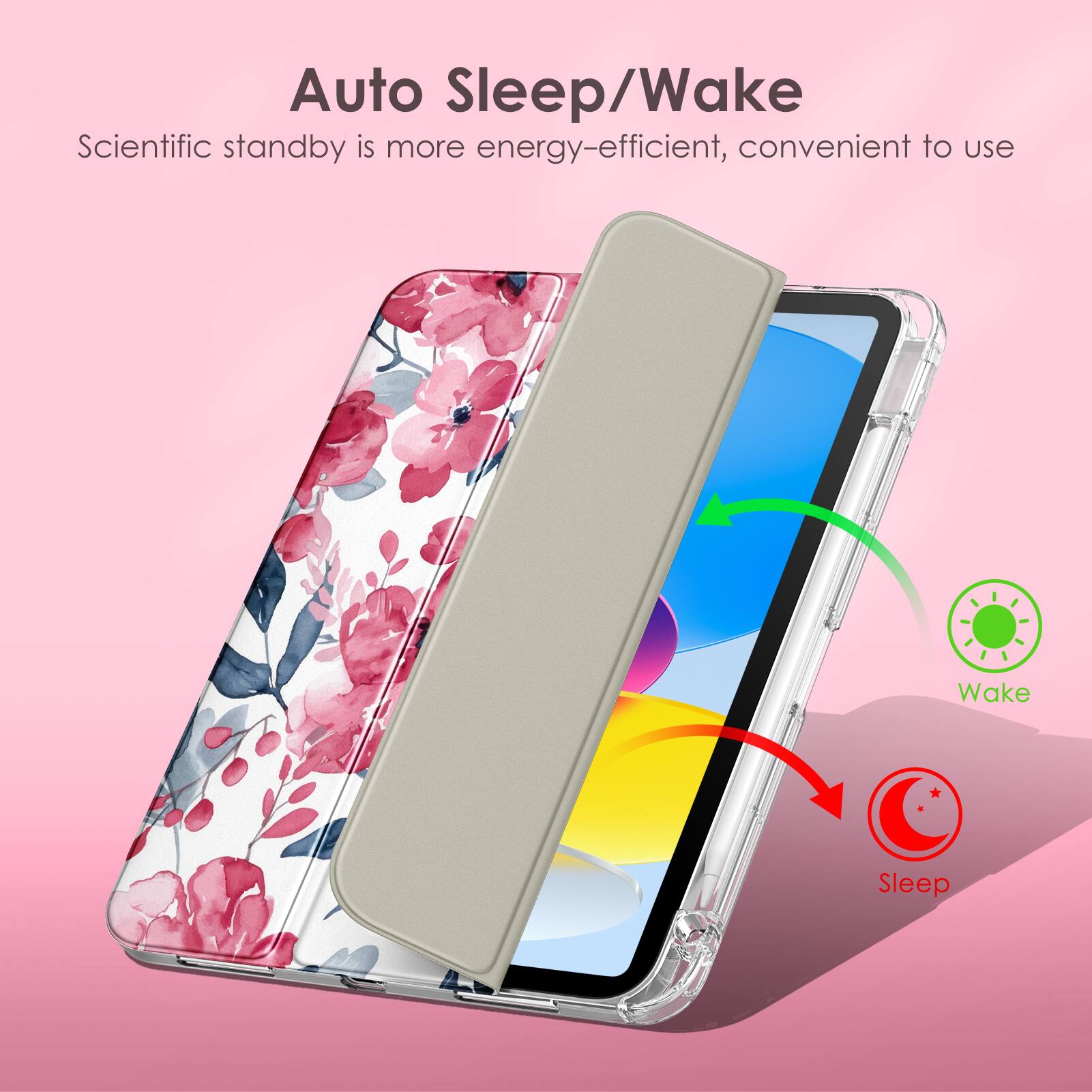 Auto Sleep/Wake  
Scientific standby is more energy-efficient, convenient to use  

Wake  
Sleep