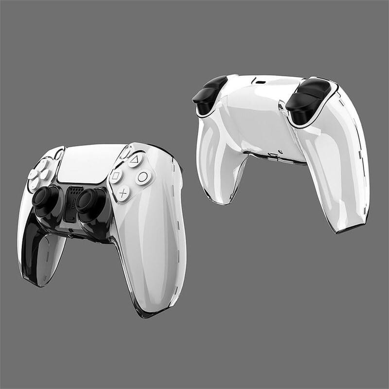 Left. SKRAN - Clear PC Crystal Case for PS5 Controller -Transparent Split Protective Cover, Anti-Fall,Full Protection Gaming Accessory - Transparent.