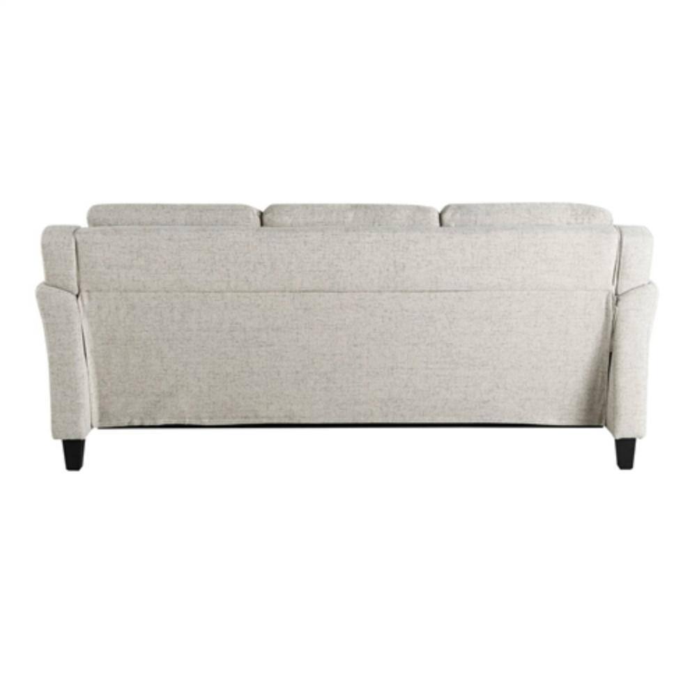 Back. Hivvago - Modern 3-Seater Upholstered Sofa in Cream Microfiber with Button Tufted Cushions - Cream.