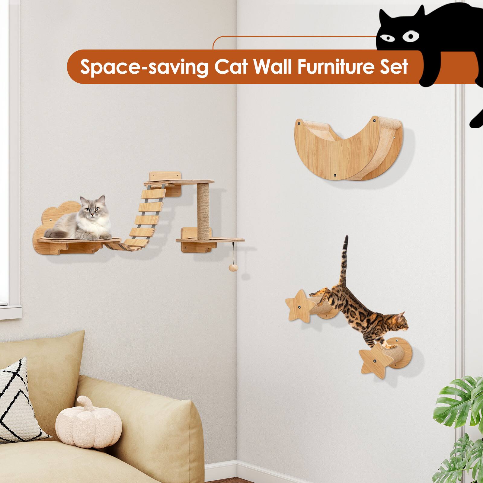 Space-saving Cat Wall Furniture Set