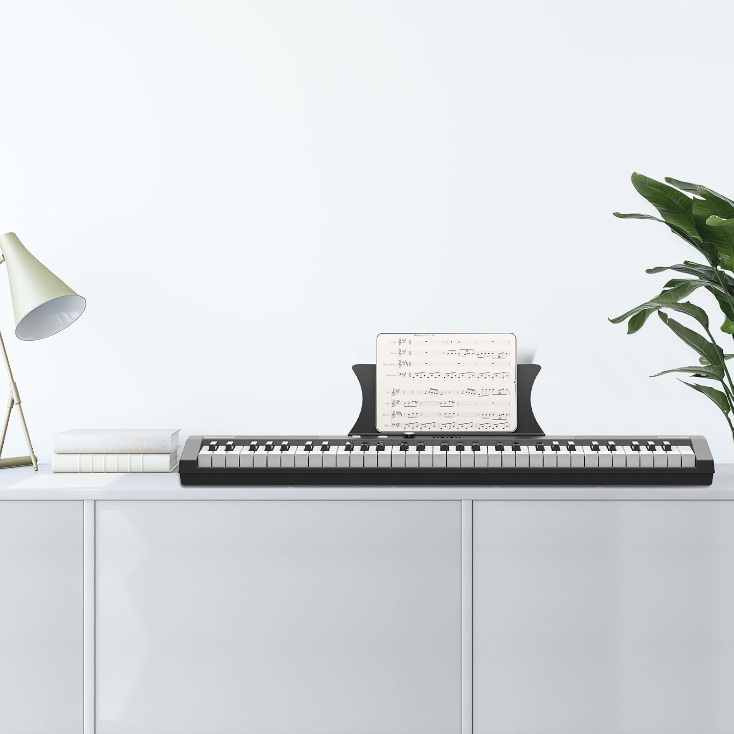 Angle. GARVEE - 61-Key Semi-Weighted Keyboard Piano, Portable Digital Piano for Beginners and Pros, Electronic Music Keyboard.