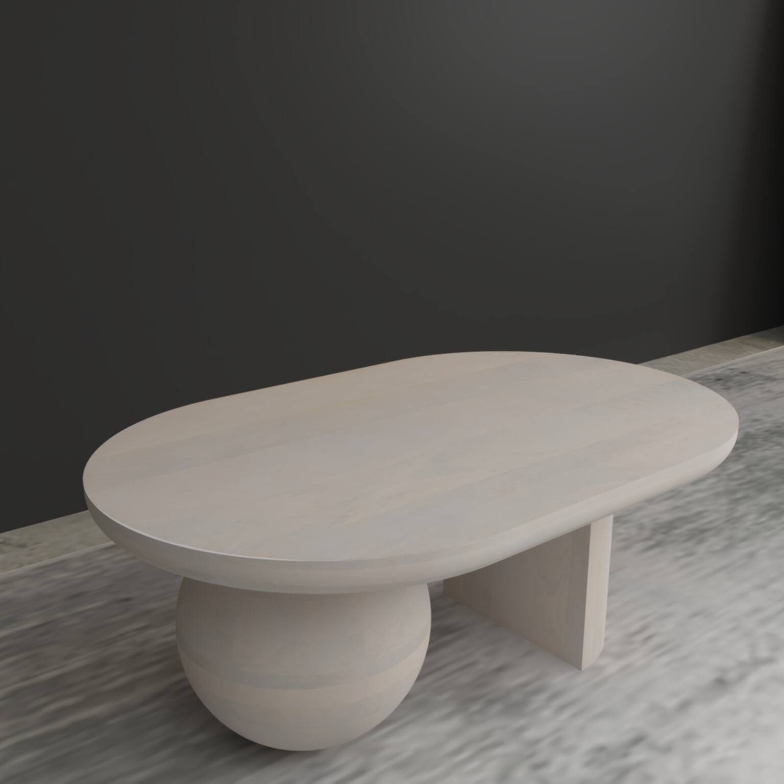Alt View 7. Manhattan Lane - 38 Inch Coffee Table, Oblong Mango Wood Top with a Modern Ball Leg - White.