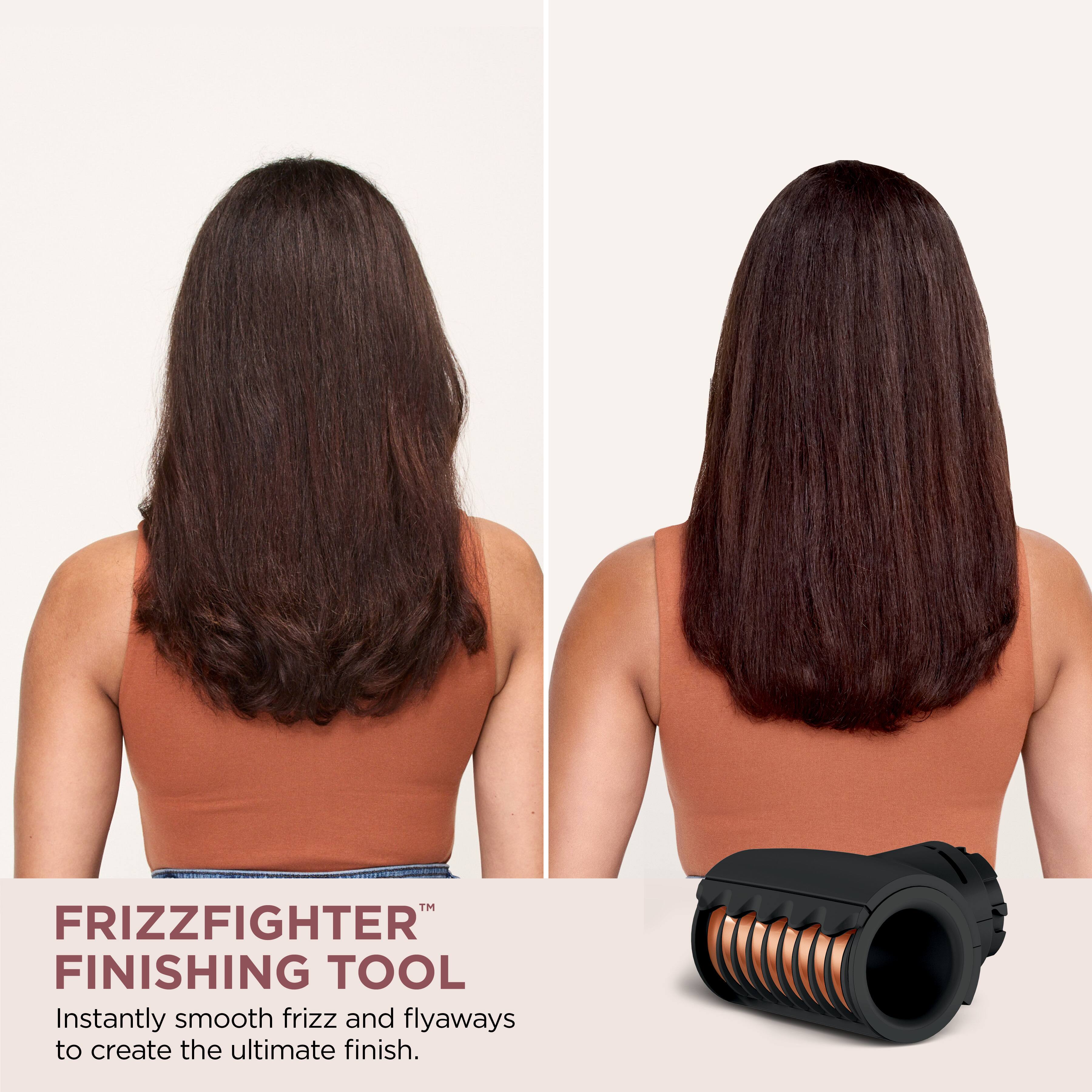 FRIZZFIGHTER FINISHING TOOL Instantly smooth frizz and flyaways to create the ultimate finish.