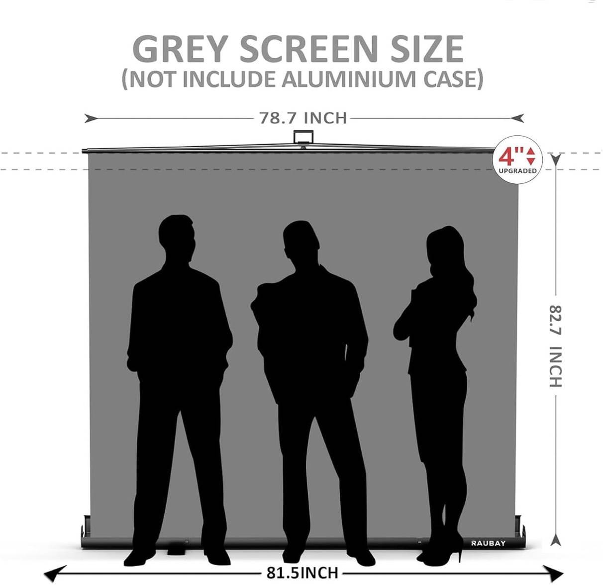 GREY SCREEN SIZE (NOT INCLUDE ALUMINIUM CASE) 78.7 INCH 4" UPGRADED 82.7 INCH 81.5 INCH