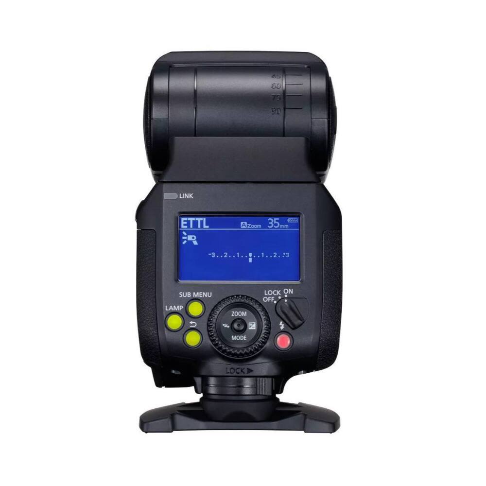 Sure, here is the corrected and grouped text from the image:

- LINK
- ETTL
- Zoom 35 mm
- -3..2..1..0..1..2..3
- SUB MENU
- LAMP
- ZOOM
- MODE
- LOCK ON OFF
- LOCK