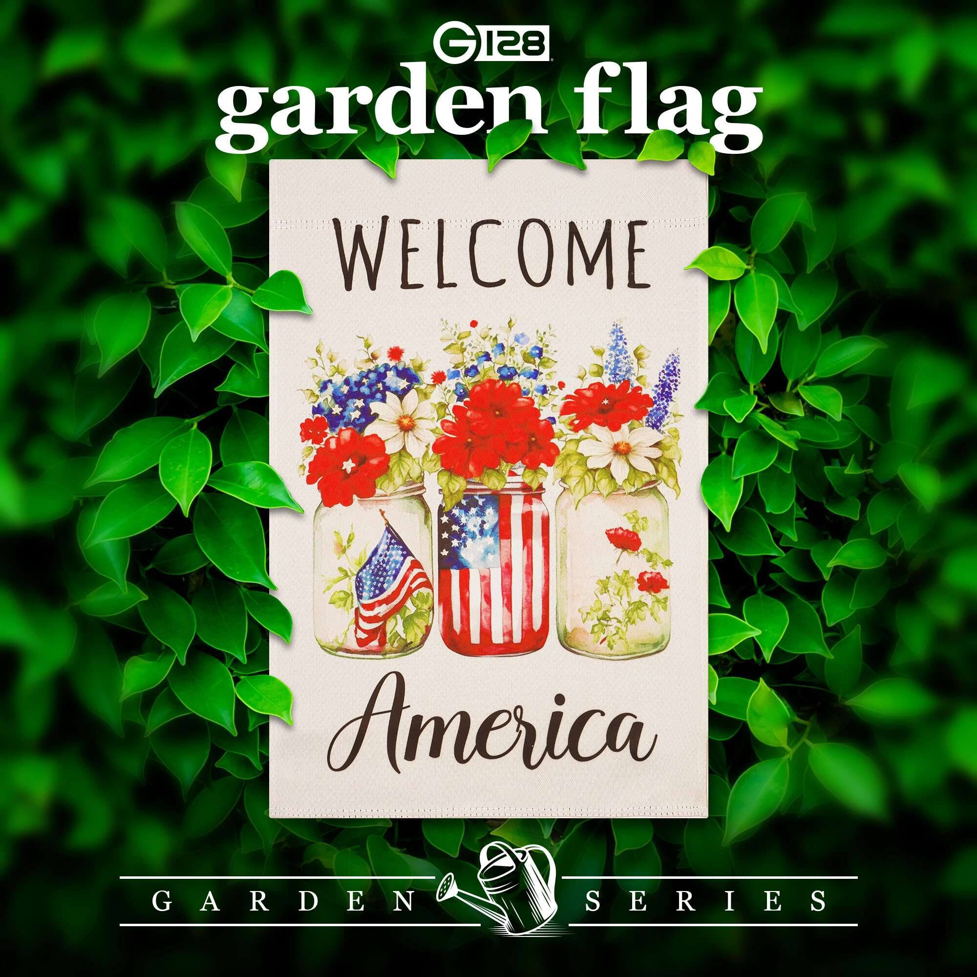 G 128 garden flag  
WELCOME America  
GARDEN SERIES