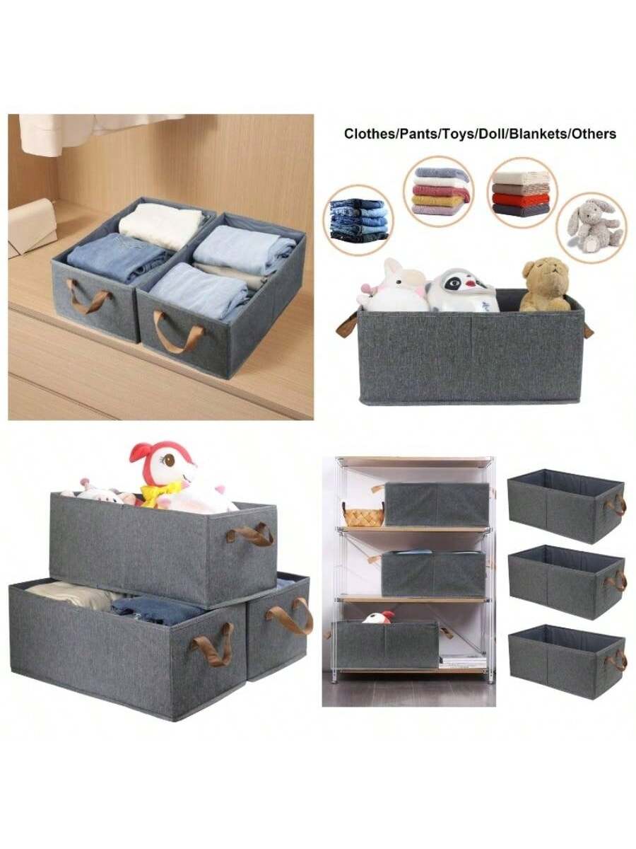 Live At Space Pack of 3 Large Capacity Storage Bins Closet Organizer ...