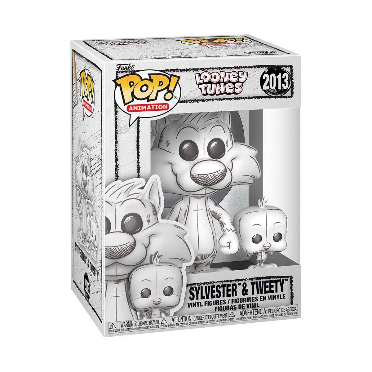CLT C T0 Funko Pop! LOONEY TUNES 2013 ANIMATION SYLVESTER & TWEETY FIGURINES EN VINYLE / VINYL FIGURES / FIGURAS DE VINIL  
ADVERTENCIA: PEUGRO DE ASFIXIA TOUFFEMENT ETOL A ADVERTENCIA: e1 - nan dI 3 neon DANGER D'ASPHIXIE - WARNING: CHOKING HAZARD - ATTENTION: - etants -e noir de nois Partes  
WARNING: CHOKING HAZARD - Small parts. Not for children under 3 years.  
Petits pièces, pas adaptés pour les enfants de moins de 3 ans.  
Pequeñas piezas, no aptas para niños menores de 3 años.  
Pequeñas piezas, no aptas para niños menores de 3 años.
