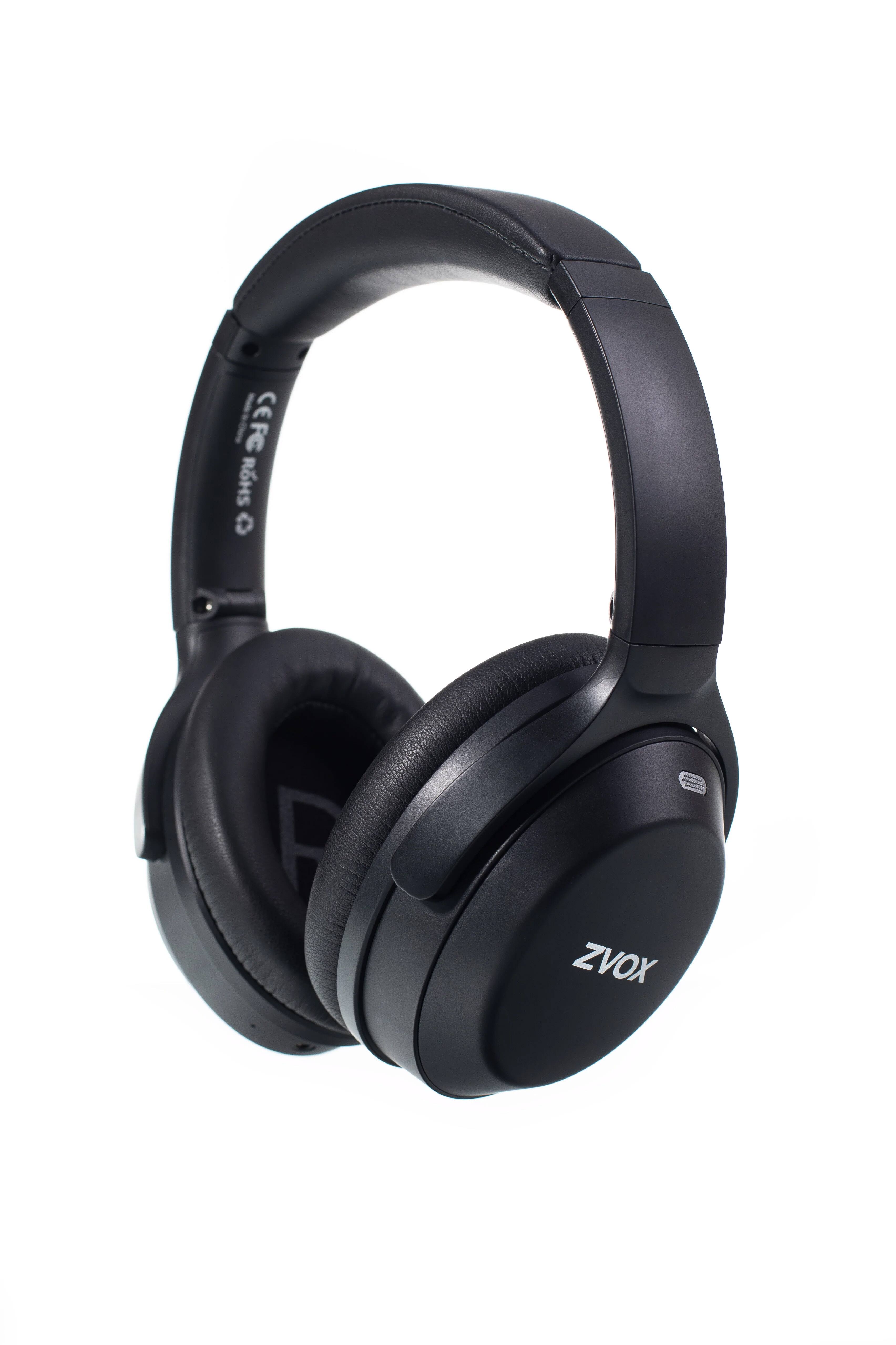 Front. ZVOX - AV52 AccuVoice Over the Ear Headphones - Black.