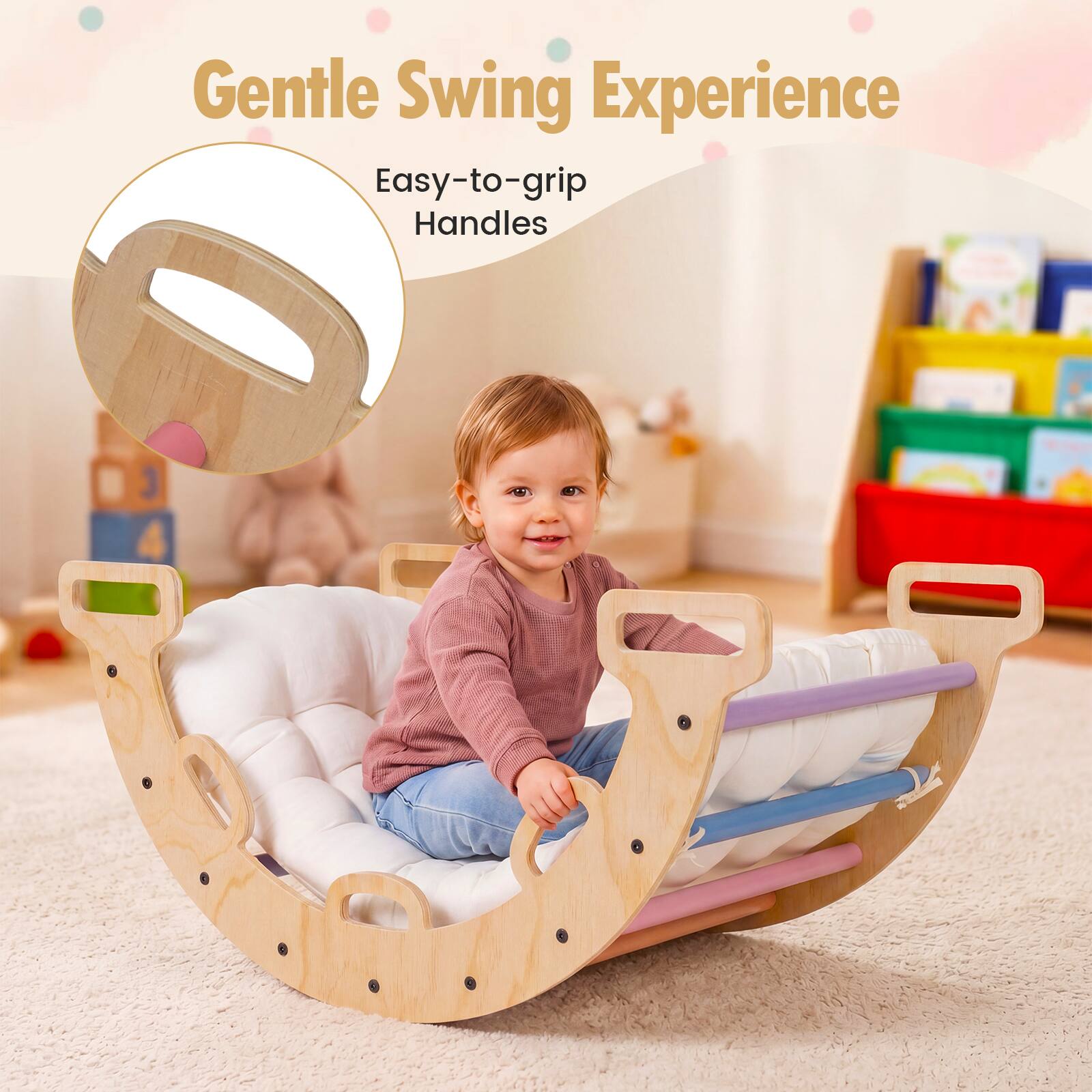 Gentle Swing Experience  
Easy-to-grip Handles
