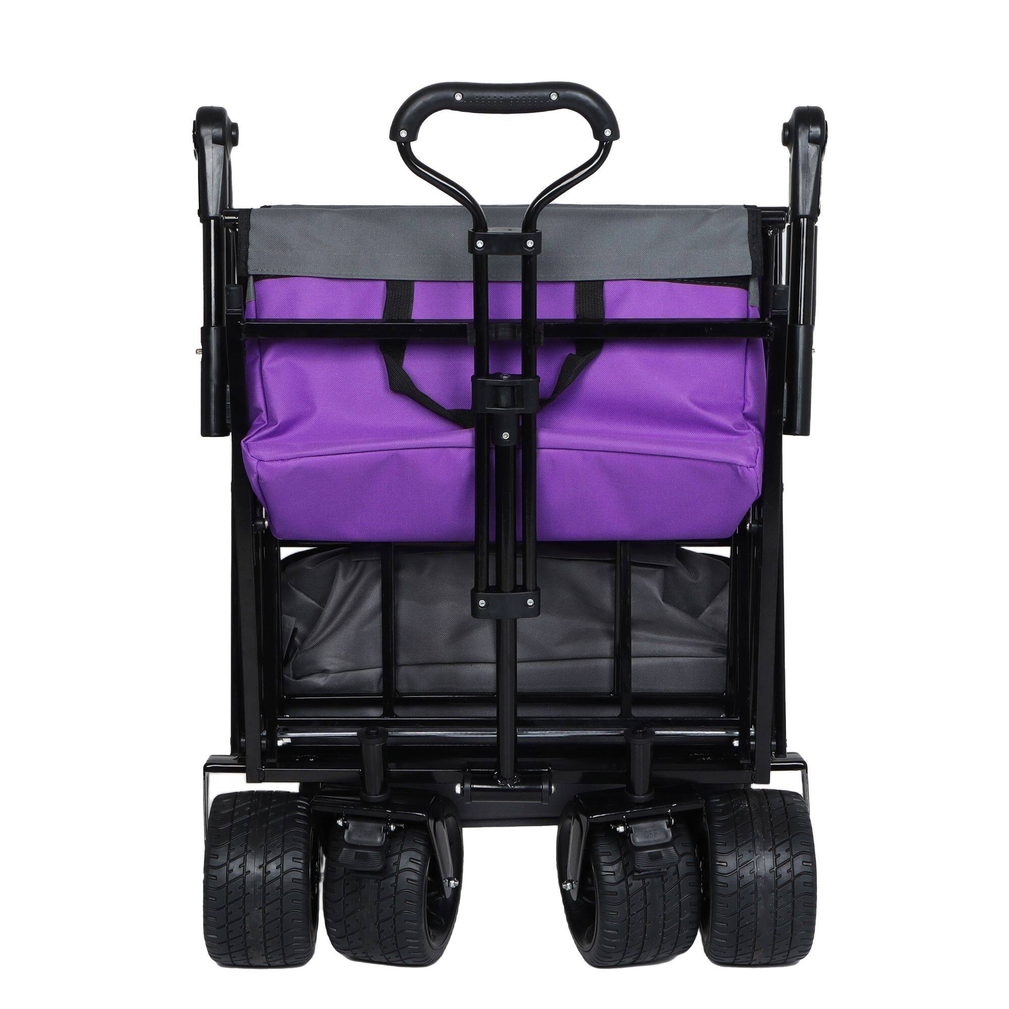 Alt View 7. Loheer - Loheer Collapsible Wagon with Canopy Push Handle Heavy Duty Folding Cart All Terrain Wheels Purple.