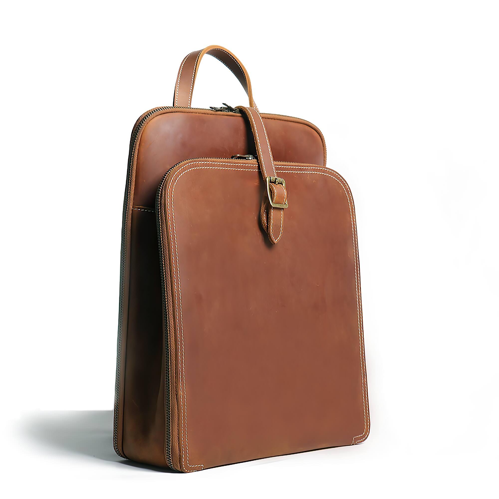 Angle. Steel Horse Leather - Sachi Leather Backpack | Small Women's Leather Backpack - Brown.