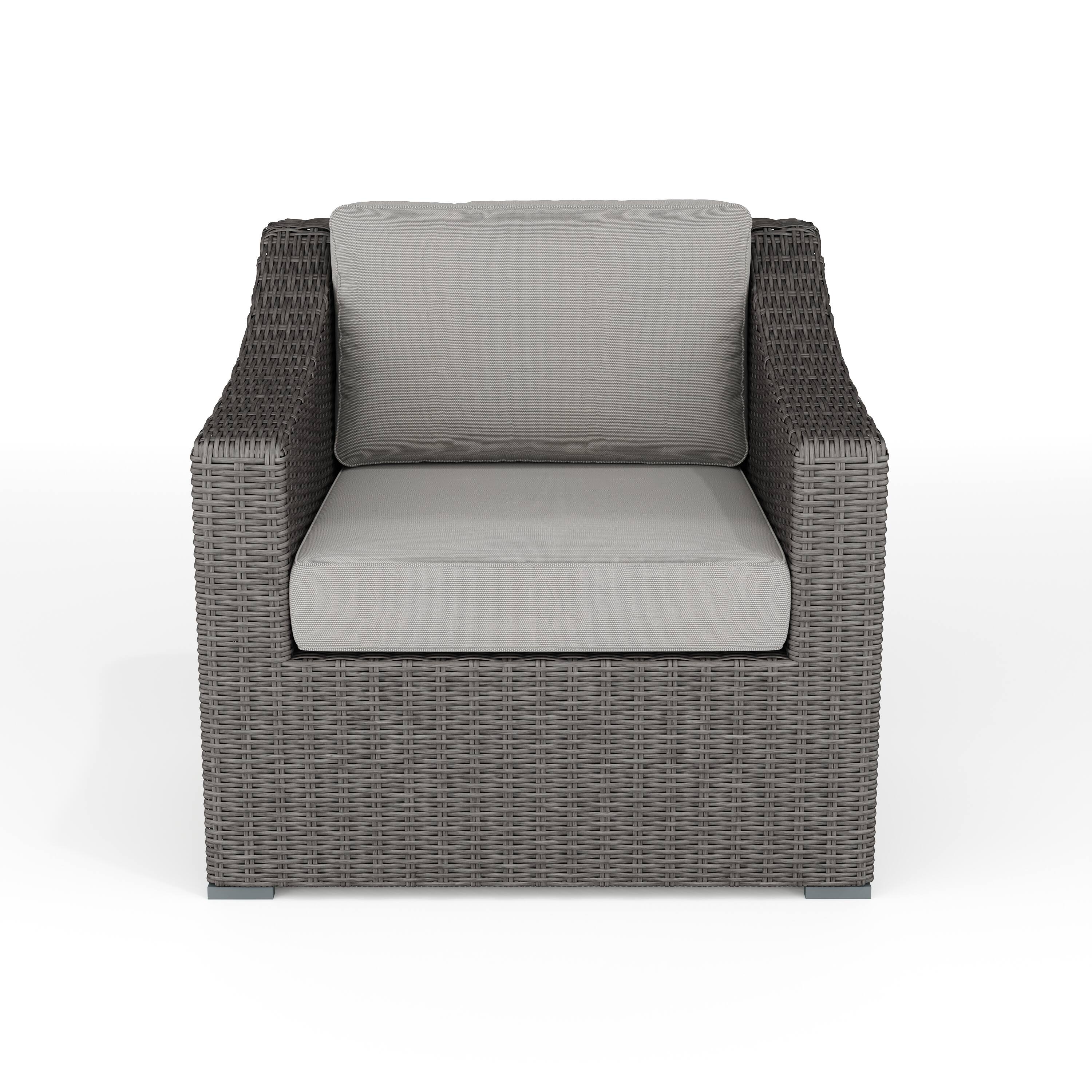 Alt View 9. Martha Stewart - Bedford Outdoor Rattan Wicker Accent Chair with All-Weather Cushions - Gray Cushions/Gray Frame.
