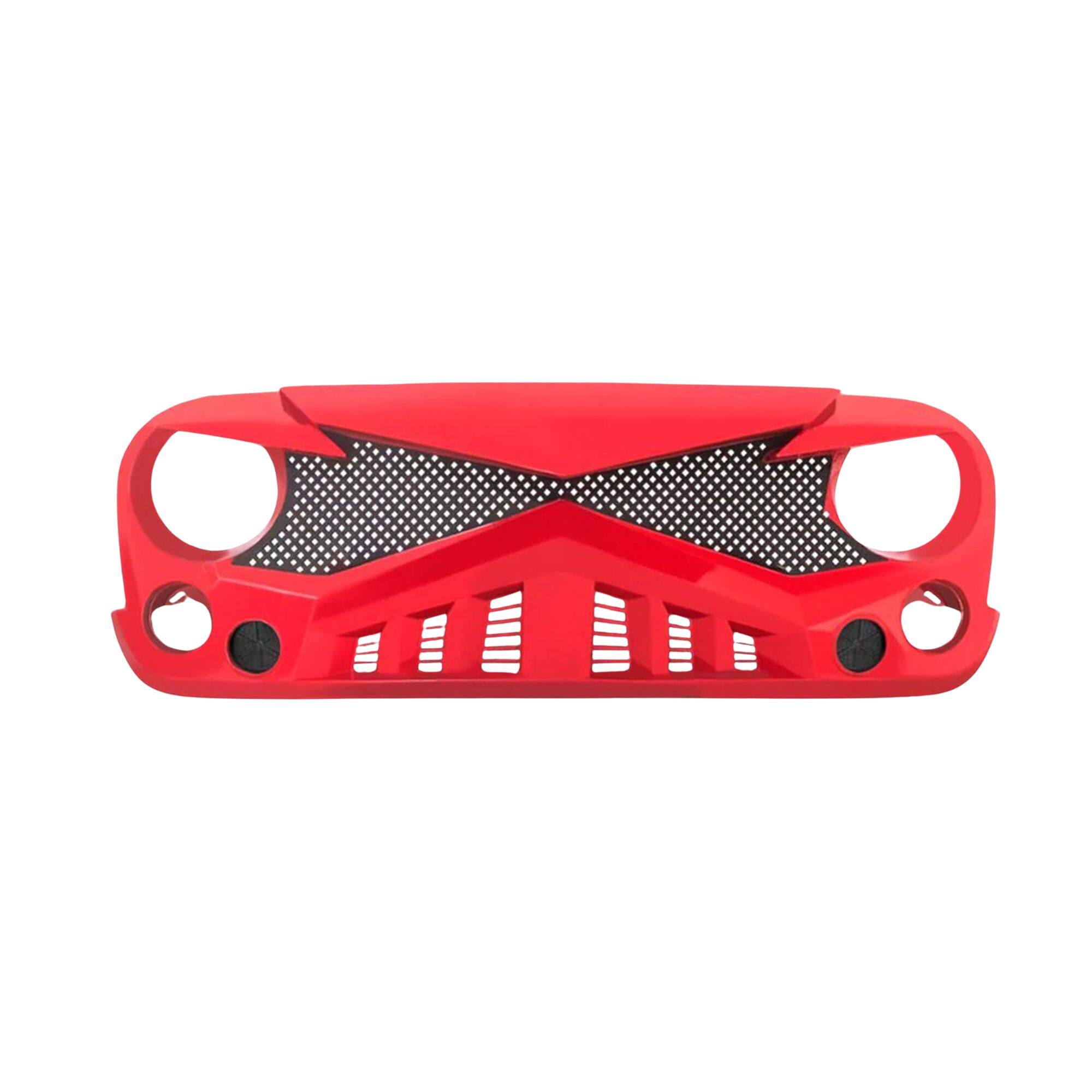 Alt View 7. AMERICAN MODIFIED - AMERICAN MODIFIED Hawke Front Replacement Grille for 07-18 Jeep Wrangler JK, Red - Red.