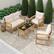 Alt View 3. Costway - 4 PCS Patio Furniture Set with Acacia Wood Frame Cushions and Coffee Table - Beige,Light Brown.