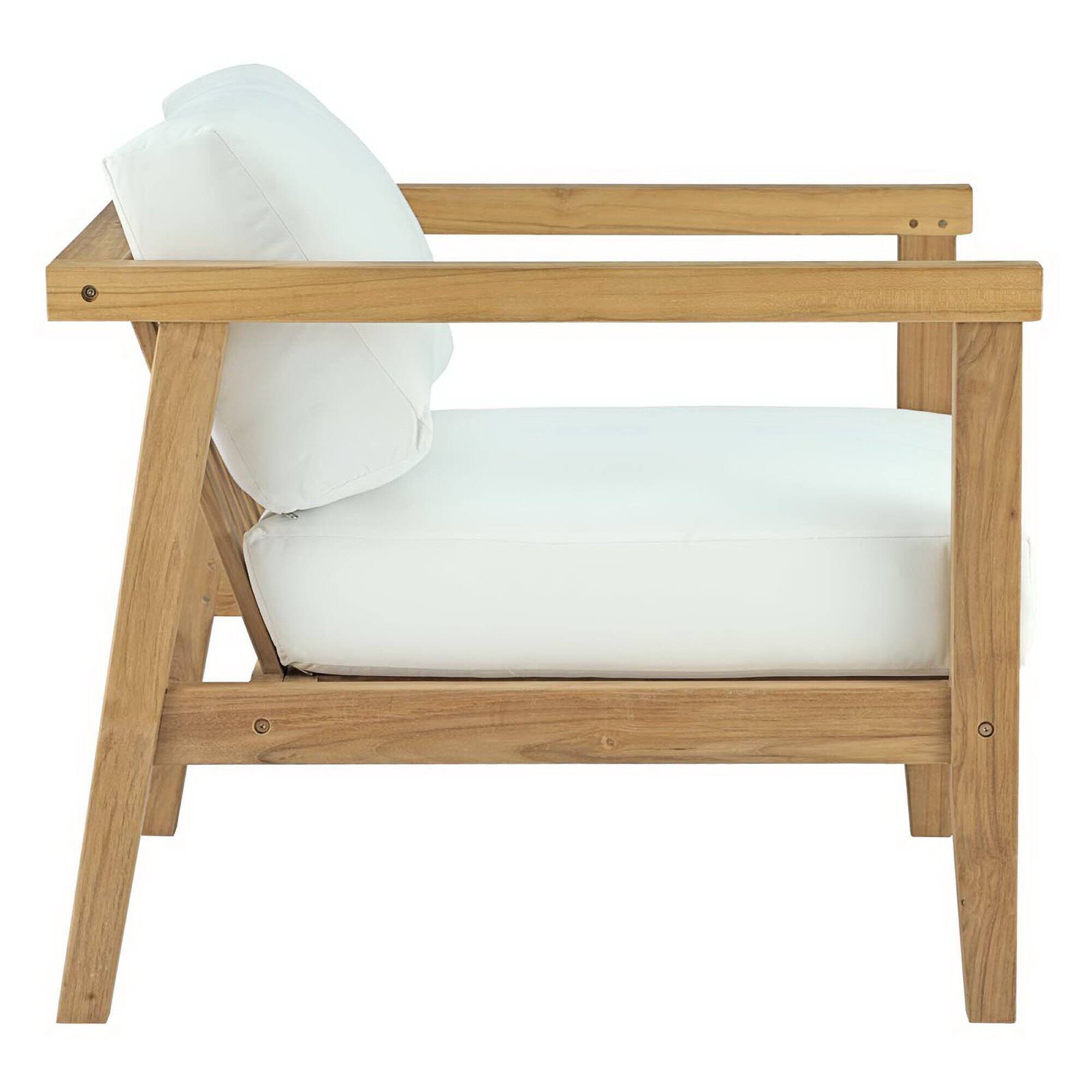 Left. Modway - Bayport 2-Piece Outdoor Patio Teak Set - Natural White.