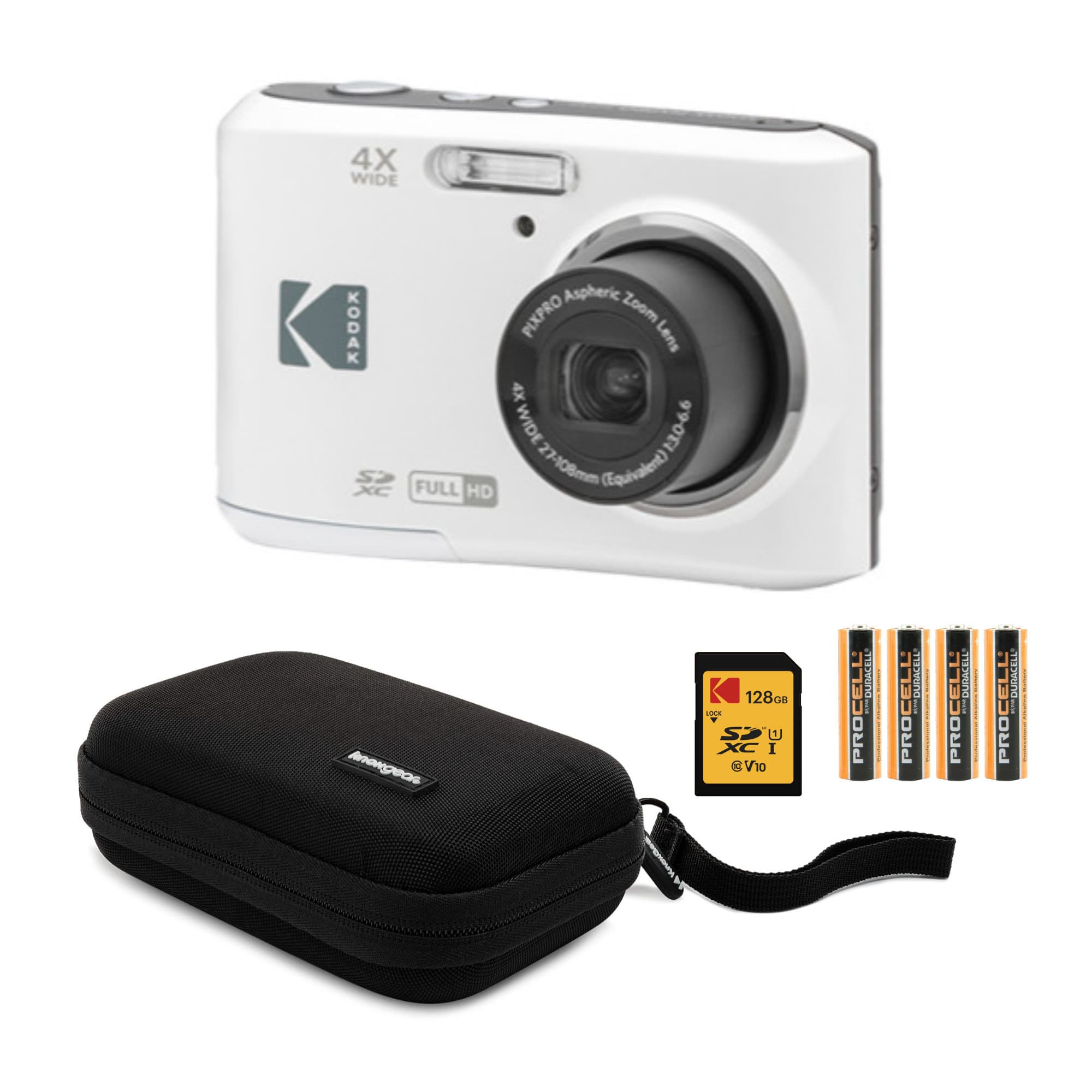 Kodak - PIXPRO FZ45 Friendly Zoom Digital Camera and Travel Case Bundle - White