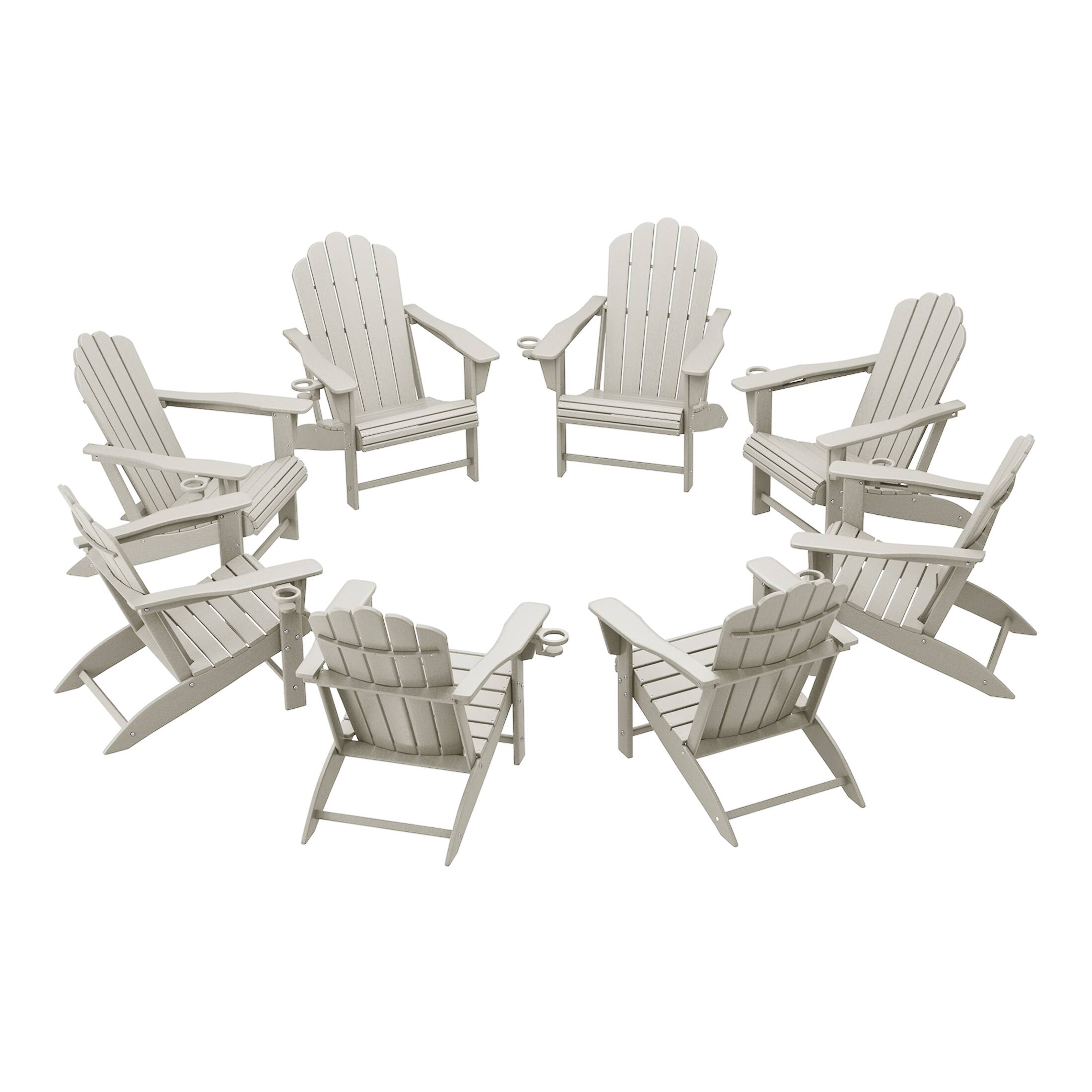 WestinTrends - Highland Outdoor Patio HDPE Adirondack Chairs With Cup Holders (Set of 8) - Sand price history on PriceWatchPro