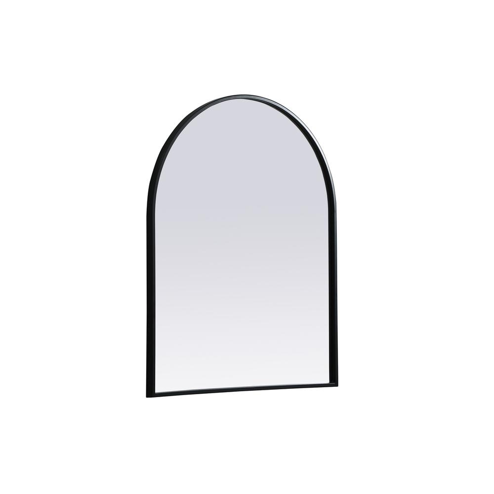 Left. Elegant Decor - Metal Frame Arch Mirror 24x30 Inch in Black - Black.