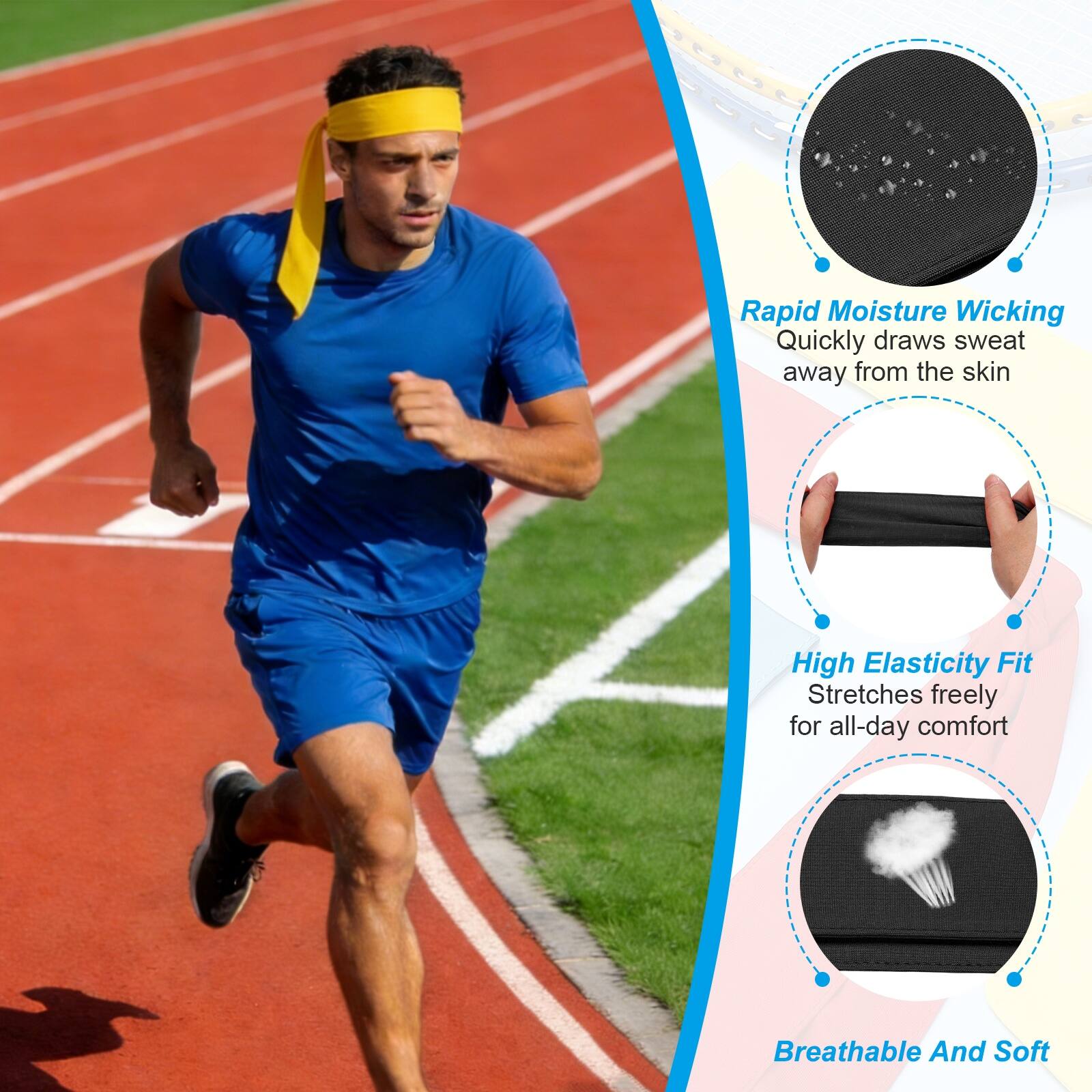 Rapid Moisture Wicking: Quickly draws sweat away from the skin  
High Elasticity Fit: Stretches freely for all-day comfort  
Breathable And Soft