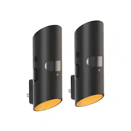 Dawnrise - 2 Pack Multi-Directional Power Failure Night Light & Wall-Washing Decorative Light, Motion Sensor or Light Sensor Drive - Black