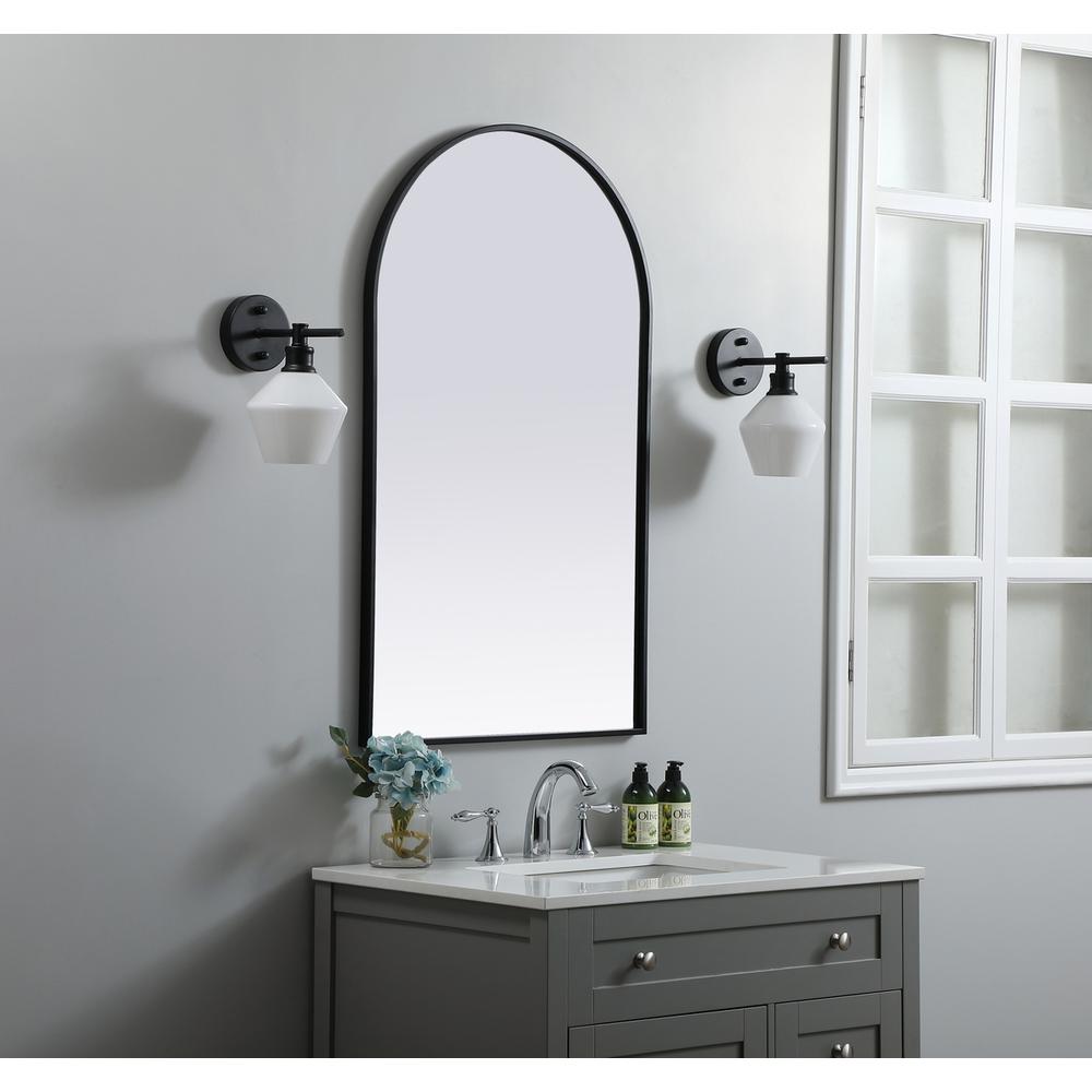 Alt View 4. Elegant Decor - Metal Frame Arch Mirror 24x40 Inch in Black - Black.