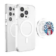 Front. PopSockets - Customizable MagSafe Grip (digital code) - Clear.