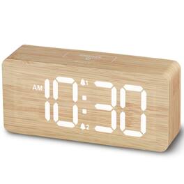 Dazzed Corner - Wooden Digital Alarm Clocks, Dimmable Dual Alarm Clock - Bamboo