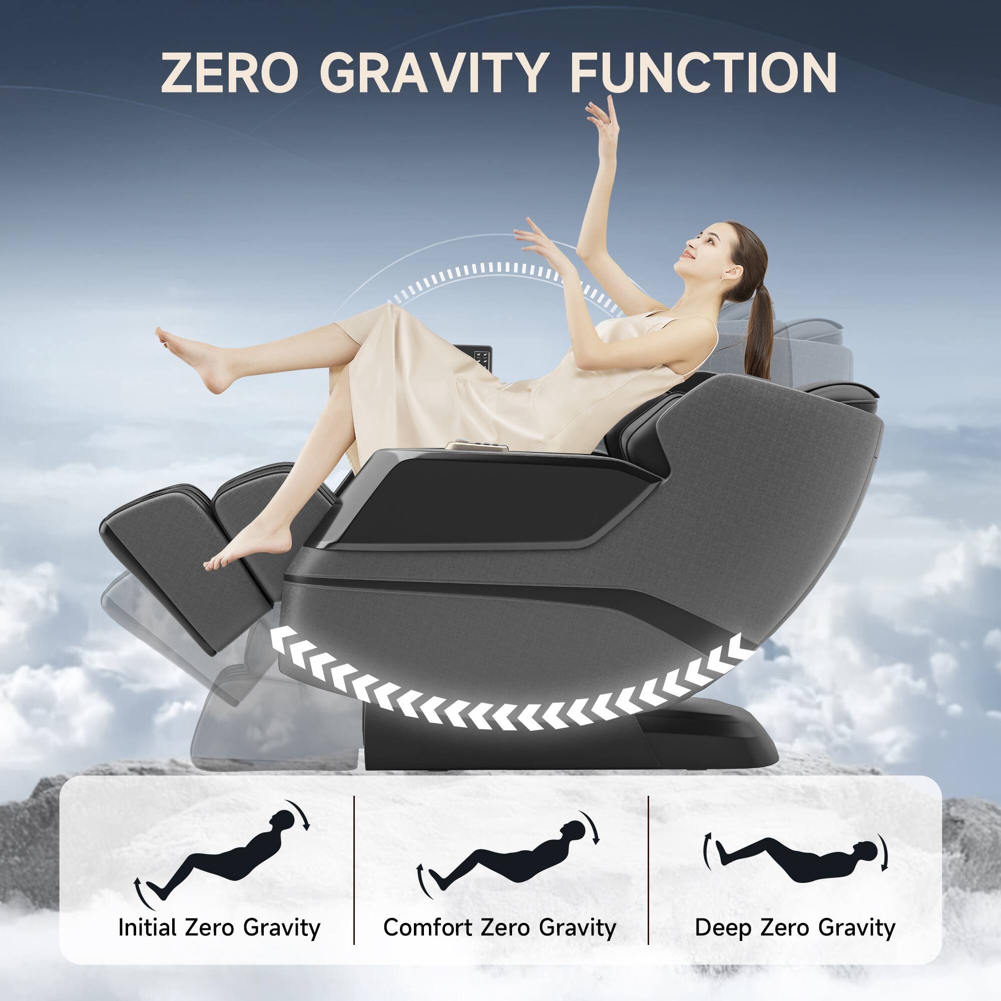 ZERO GRAVITY FUNCTION

Initial Zero Gravity  
Comfort Zero Gravity  
Deep Zero Gravity