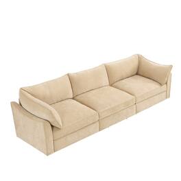 Boyel Living - Chenille 3 Seater Sofa with Storage Drawers - Wheat