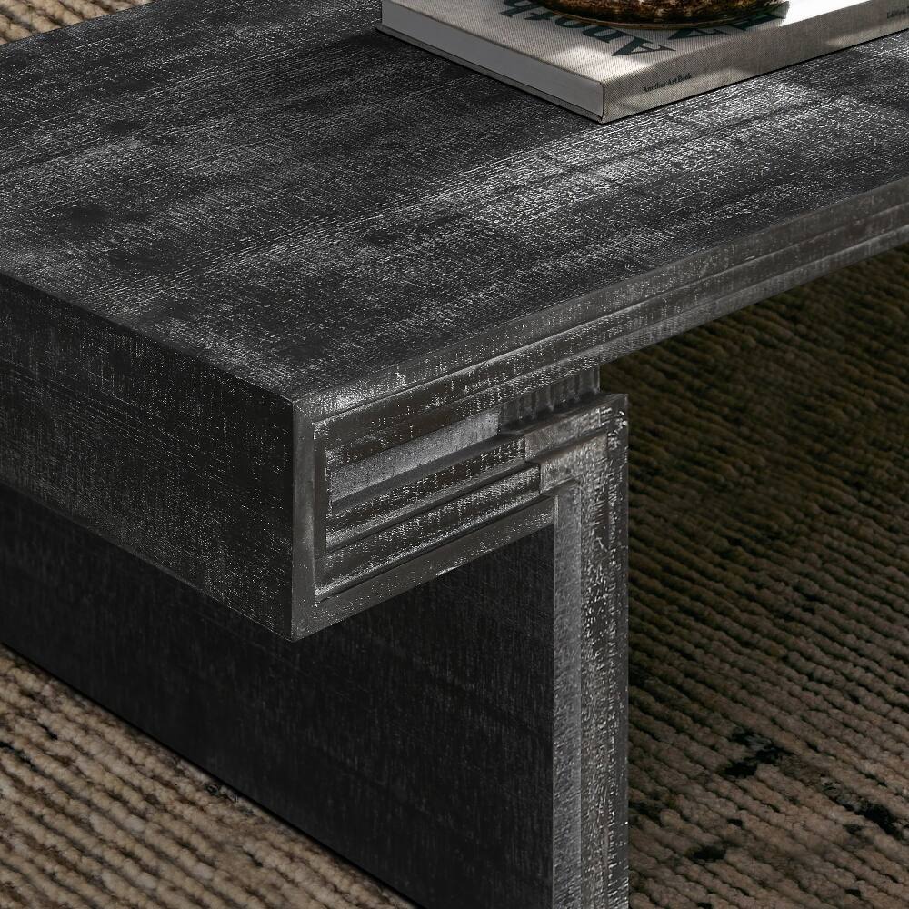 Alt View 1. Loheer - Loheer vintage industrial coffee table Antique Black Double Tier Forty Eight Inch - Antique Black.