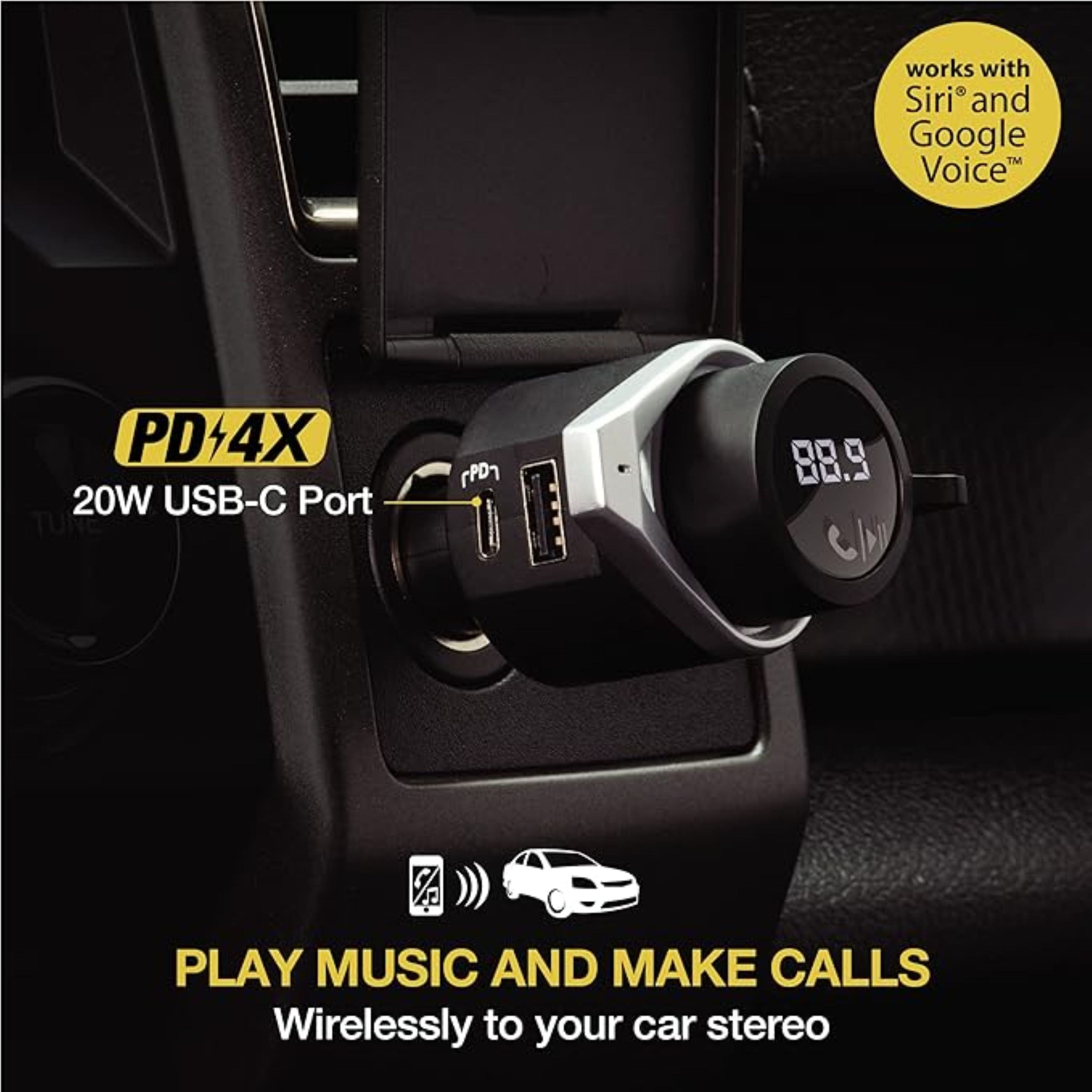 - Works with Siri and Google Voice
- PD4X 20W USB-C Port
- Play music and make calls wirelessly to your car stereo