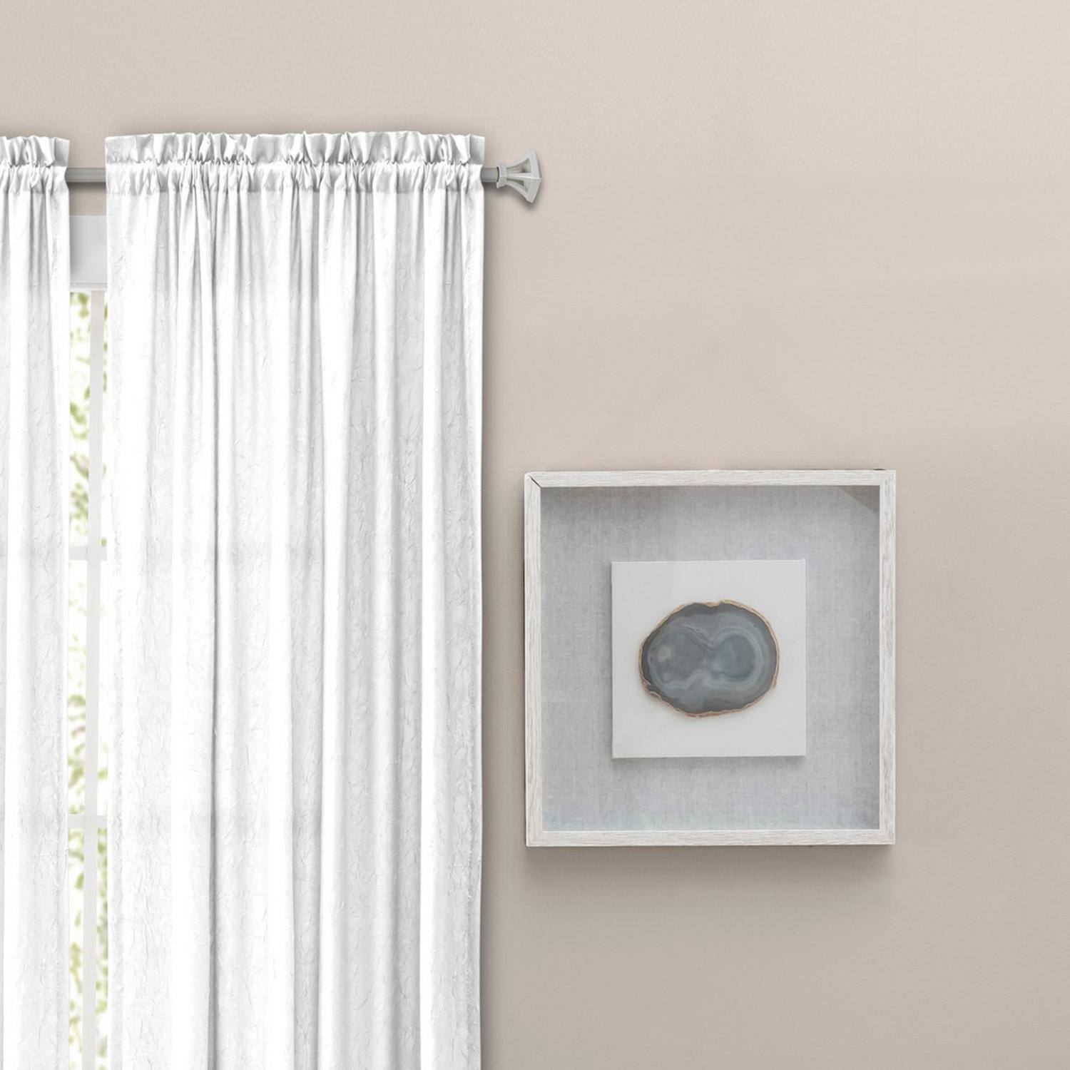 Angle. Ellis Curtain - Ellis Curtain Portland Crushed Taffeta Rod Pocket Tailored Panel - 48x63" White - White.