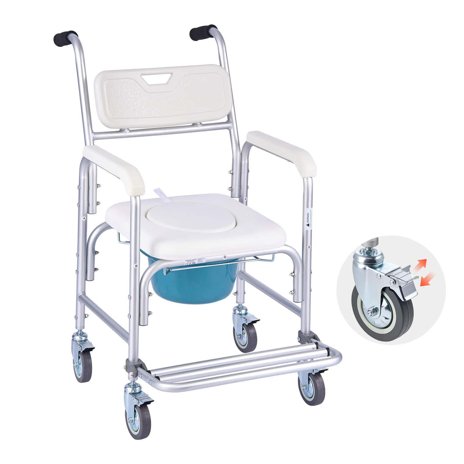 VEVOR - Bedside Commode Chair with Wheels, 350 lbs Capacity, 4-in-1 Portable Toilet and Raised Toilet Seat with Padded Seat - White price history on PriceWatchPro