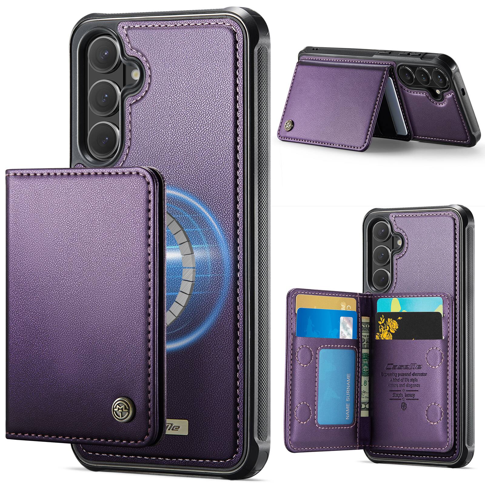 Dteck - for Samsung Galaxy S26 Plus Wallet Case with RFID Blocking Credit Card Holder, 2 In 1 Detachable Magnetic Phone Cover - Purple