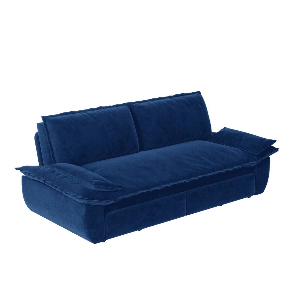 Alt View 7. Kadyn - 73.2" Queen Pull Out Sofa Bed, 3-in-1 Convertible Sleeper Sofa, Velvet Loveseat Bed - Blue.