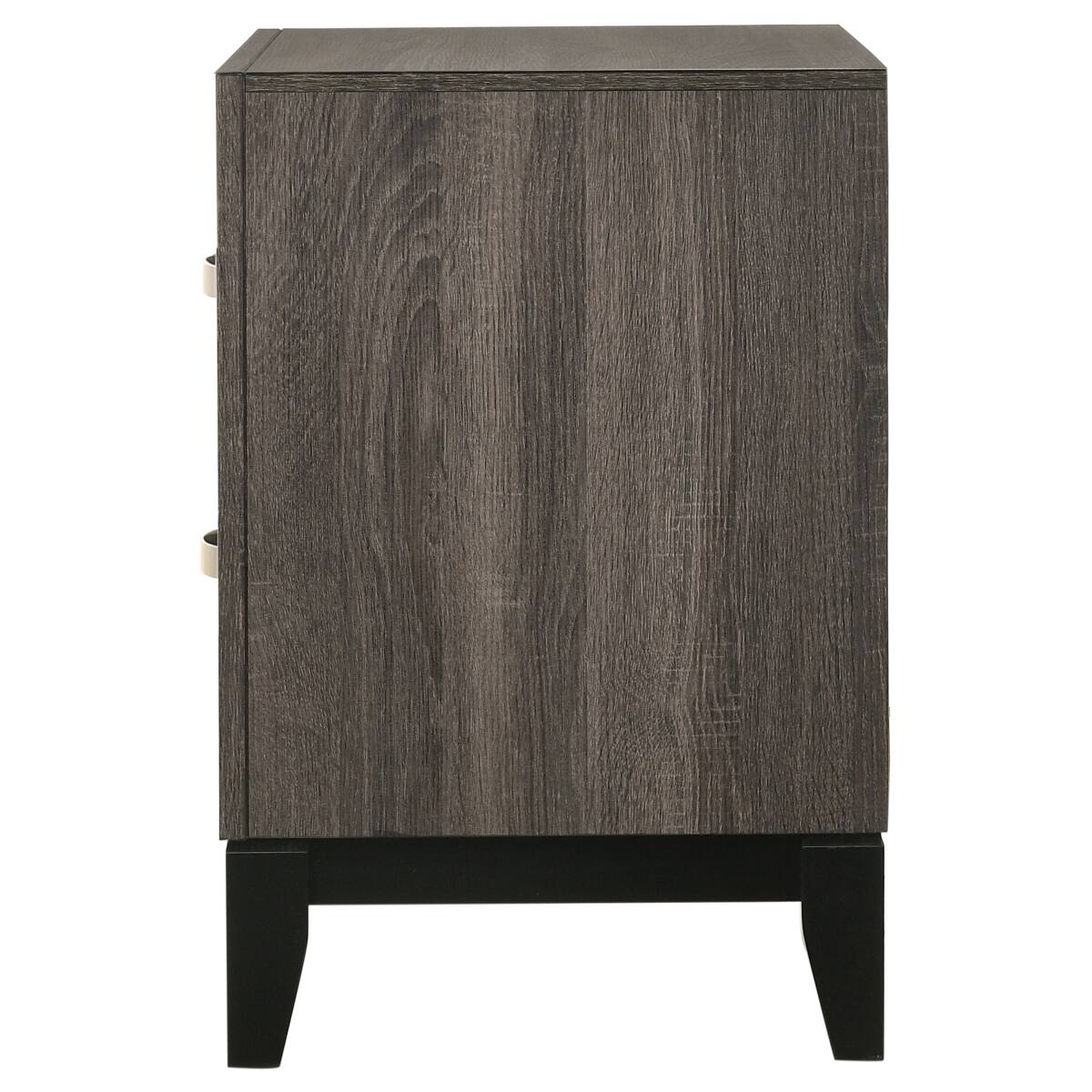 Alt View 3. Loheer - Loheer Grey Oak Two Drawer Nightstand with Metal Handles for Bedroom Storage - Grey Oak.