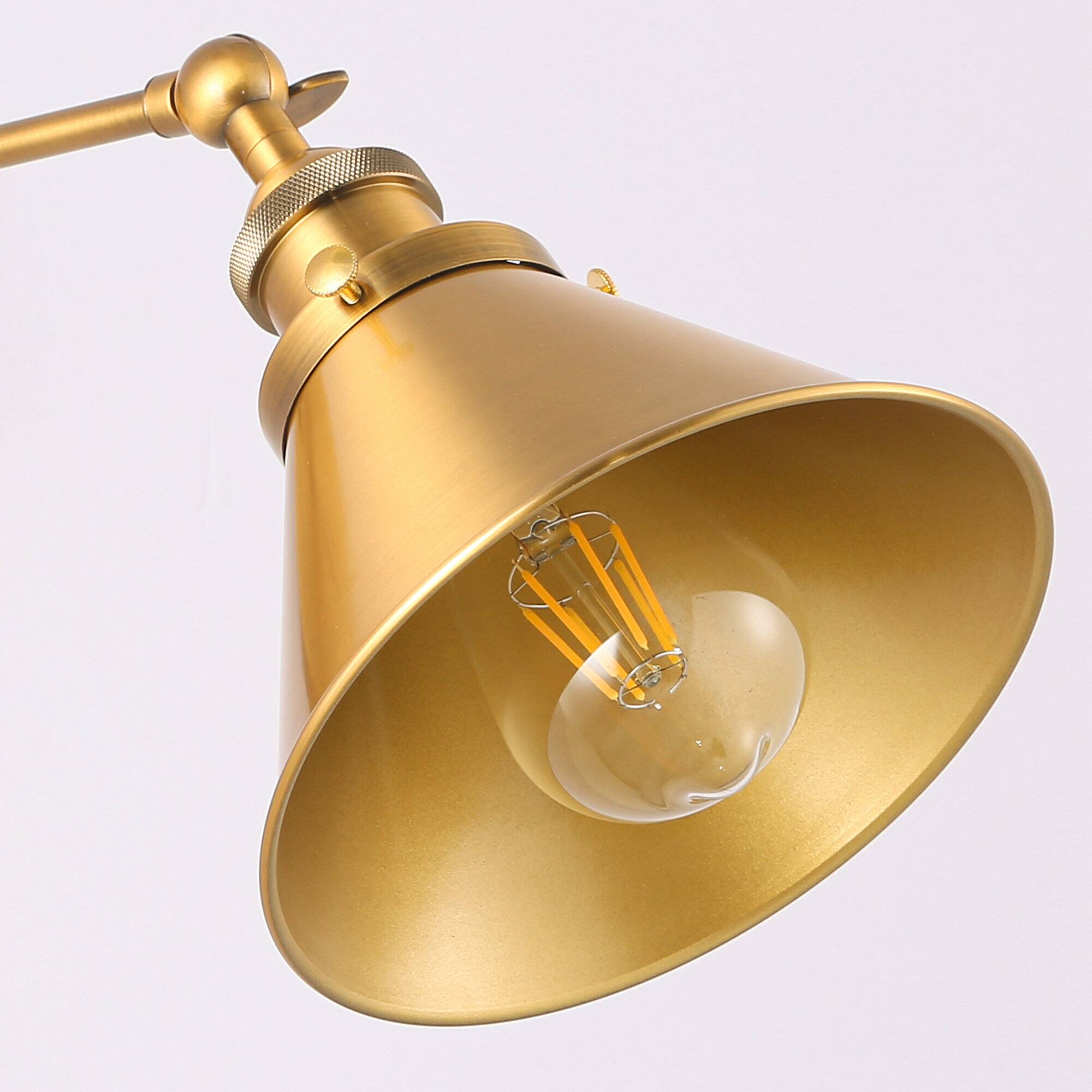 Angle. Parrot Uncle - 7" W Industrial Brass Wall Sconce with Metal Cone Shade - Brass.
