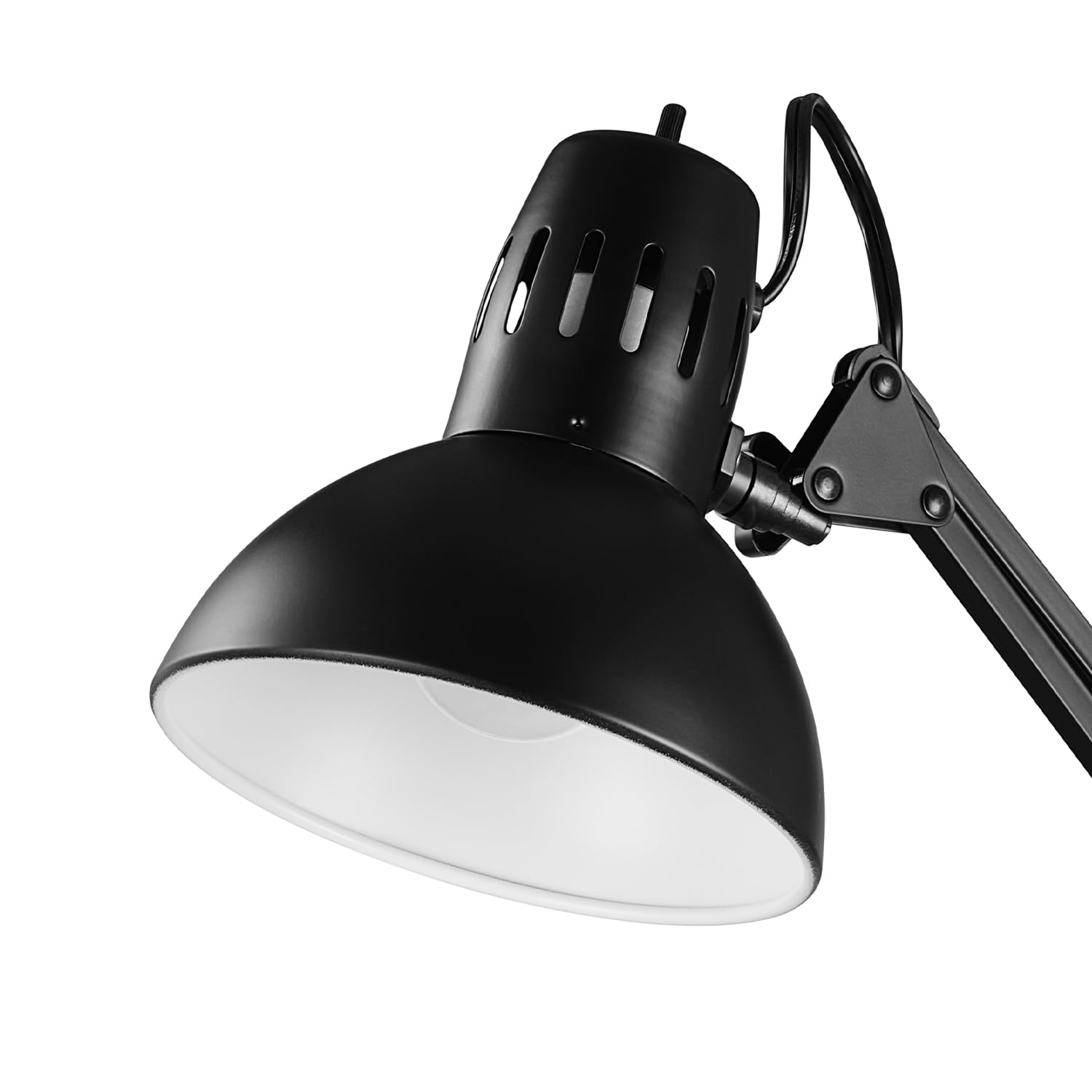 Globe Electric 32" Multi-Joint Desk Lamp With Metal Clamp – Matte Black & Antique Brass, Adjustable Swing Arm, Rotary On/Off Switch