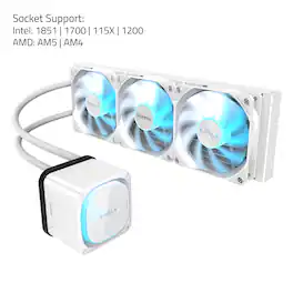 GIGABYTE - EAGLE 360 ICE - AIO Liquid CPU Cooler - Compatible with Intel LGA 1851/1700/115X/1200, AMD AM5/AM4 - White