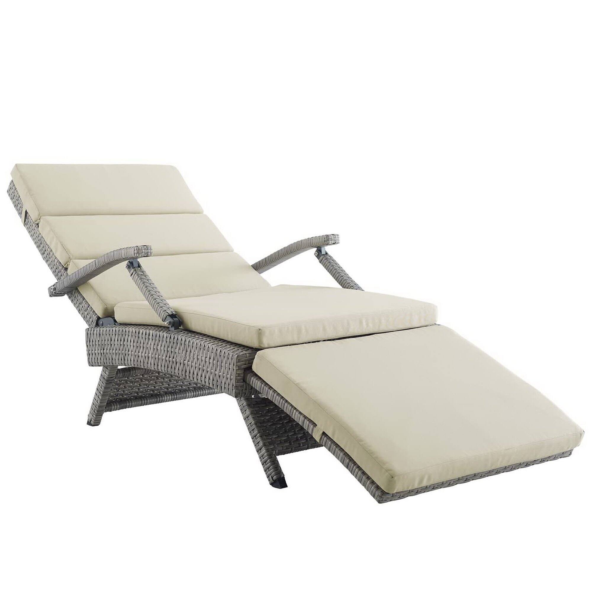 Angle. Modway - Envisage Chaise Outdoor Patio Wicker Rattan Lounge Chair by Modway - Light Gray Beige.