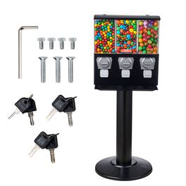 VEVOR - Commercial Vending Machine, Triple Compartment Candy Dispenser with Iron Stand, Gumball and Candy Machine for Business - Black