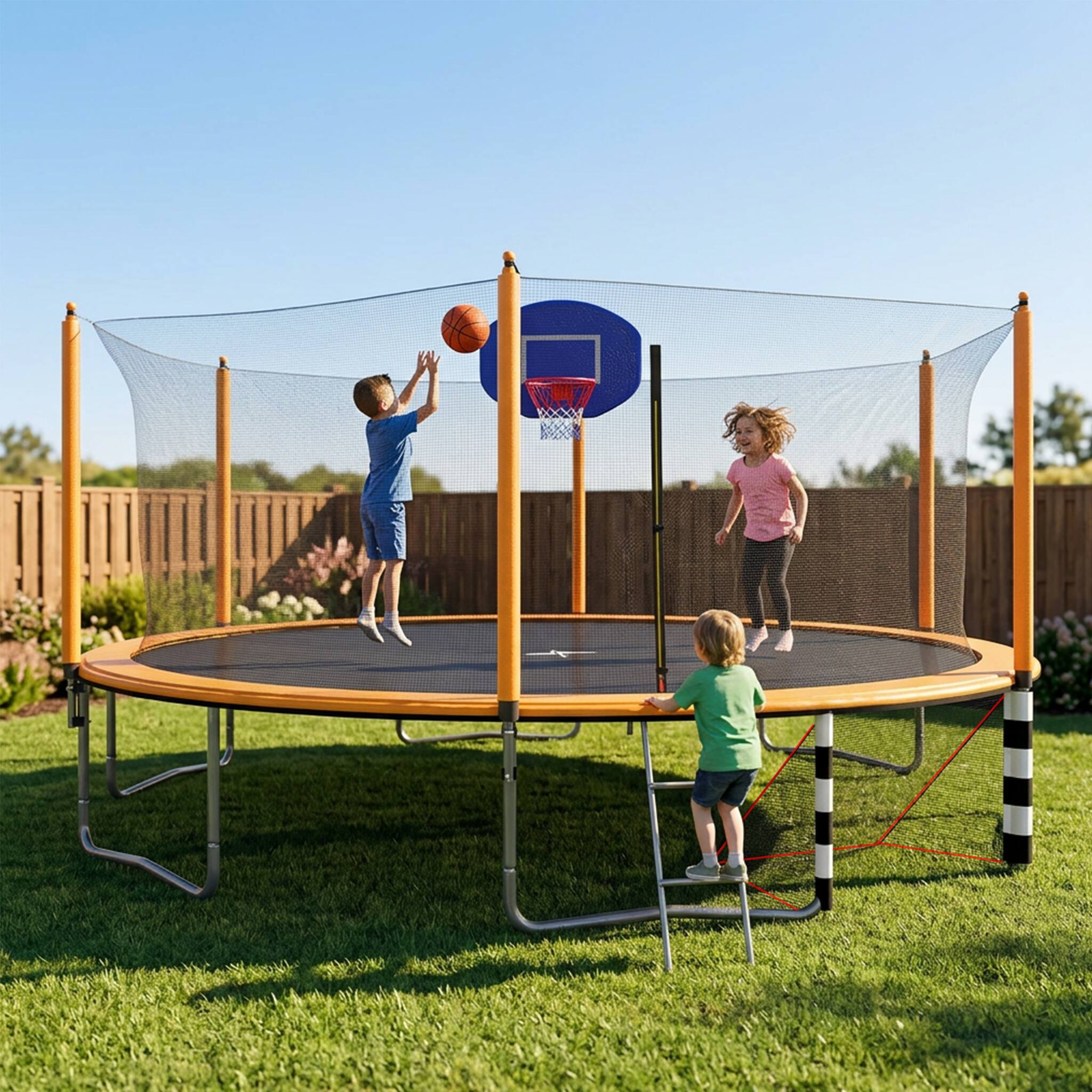 Alt View 2. LOVMOR - Lovmor 16 FT Trampoline with Basketball Hoop and Ladder Recreational Trampoline for Adults.