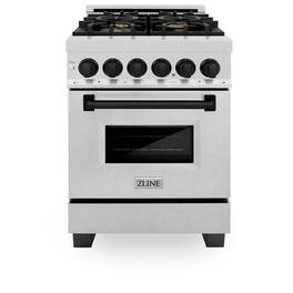 ZLINE - Autograph 24 in. Legacy Dual Fuel Range in Satin Steel & Black Accents (RASZ-SN-24-MB) - Satin Stainless Steel