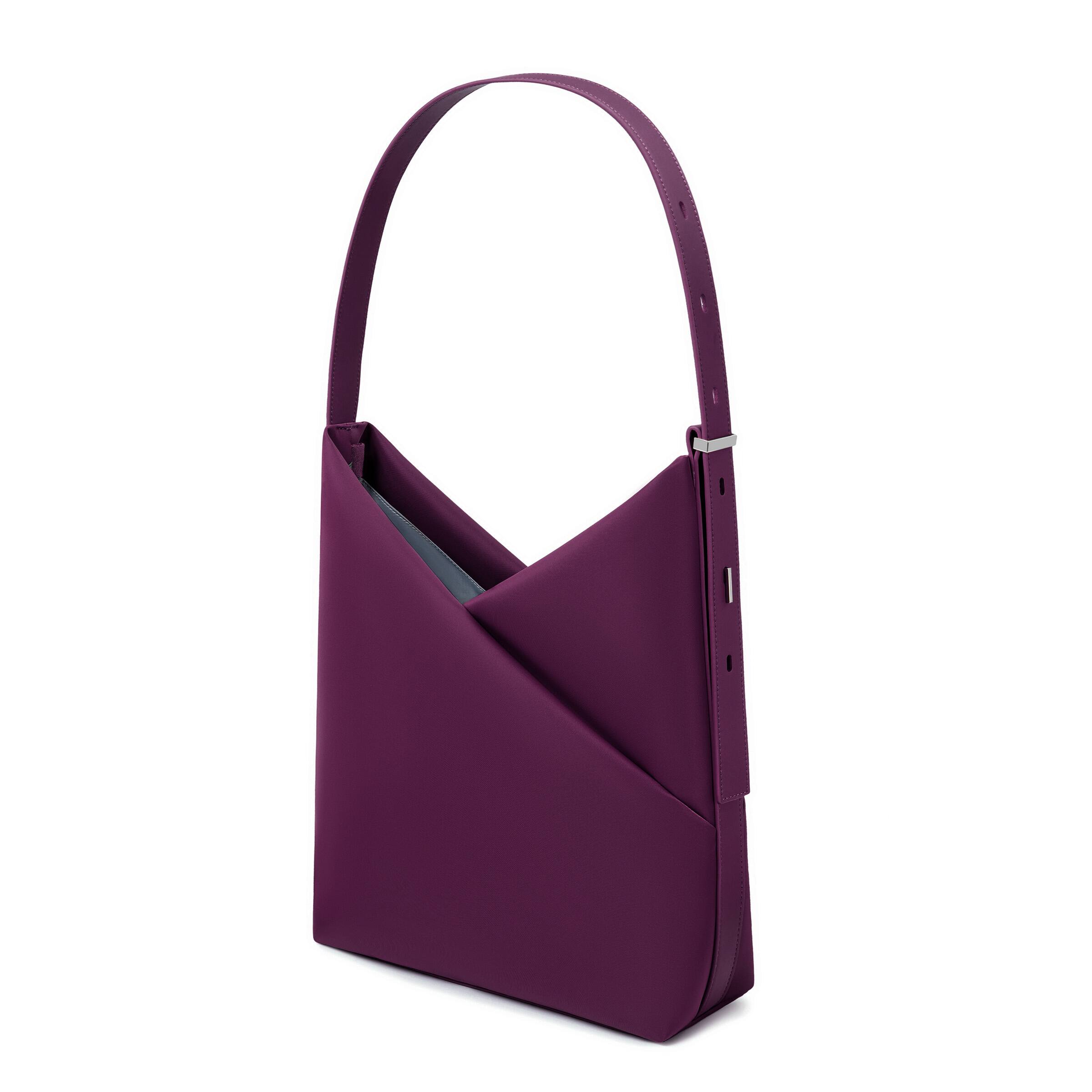 Left. Lux & Nyx - Lux & Nyx - Origami 16" Laptop Hobo Bag - Convertible Shoulder Bag - Wine.